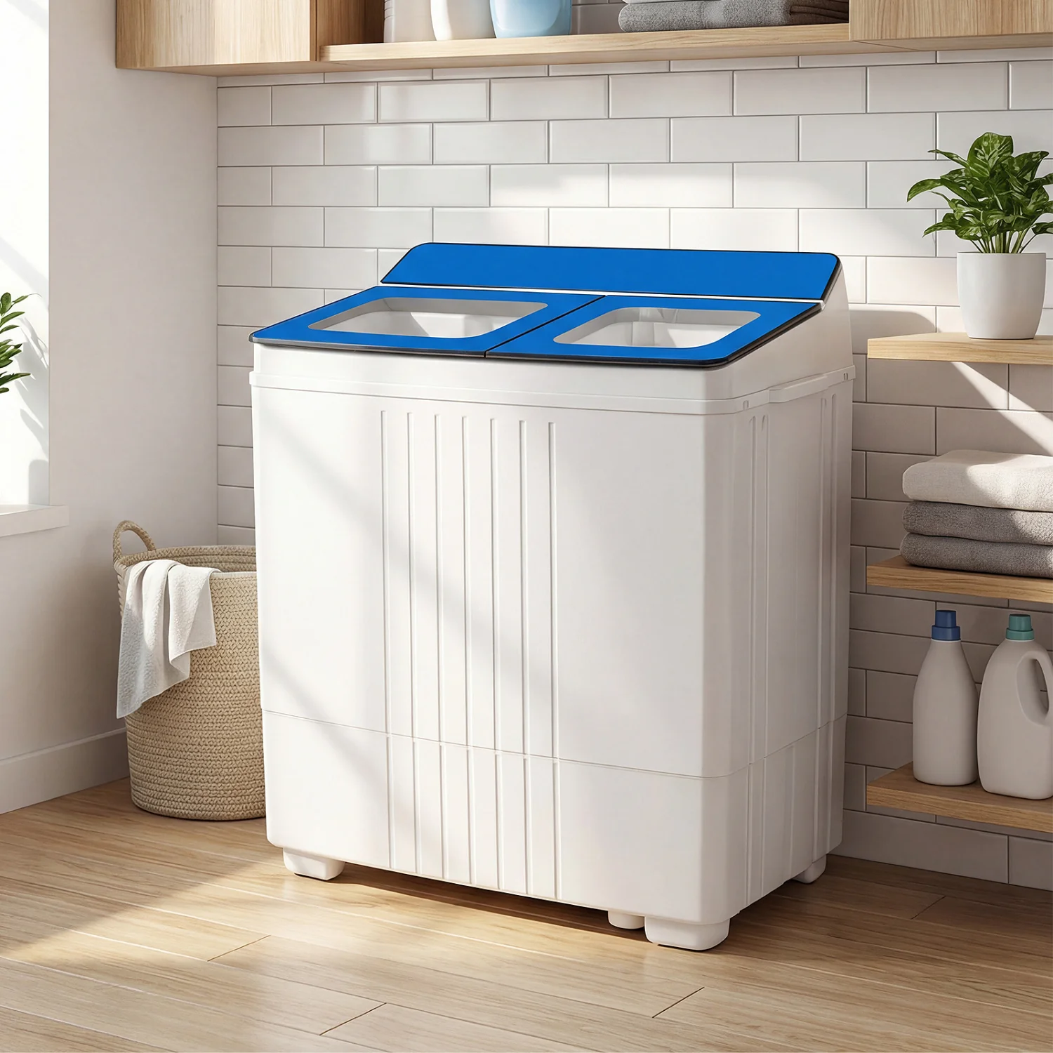 Portable Washing Machine 18 lbs Mini Laundry Machine with 11 LBS Washer, Blue - Image 3
