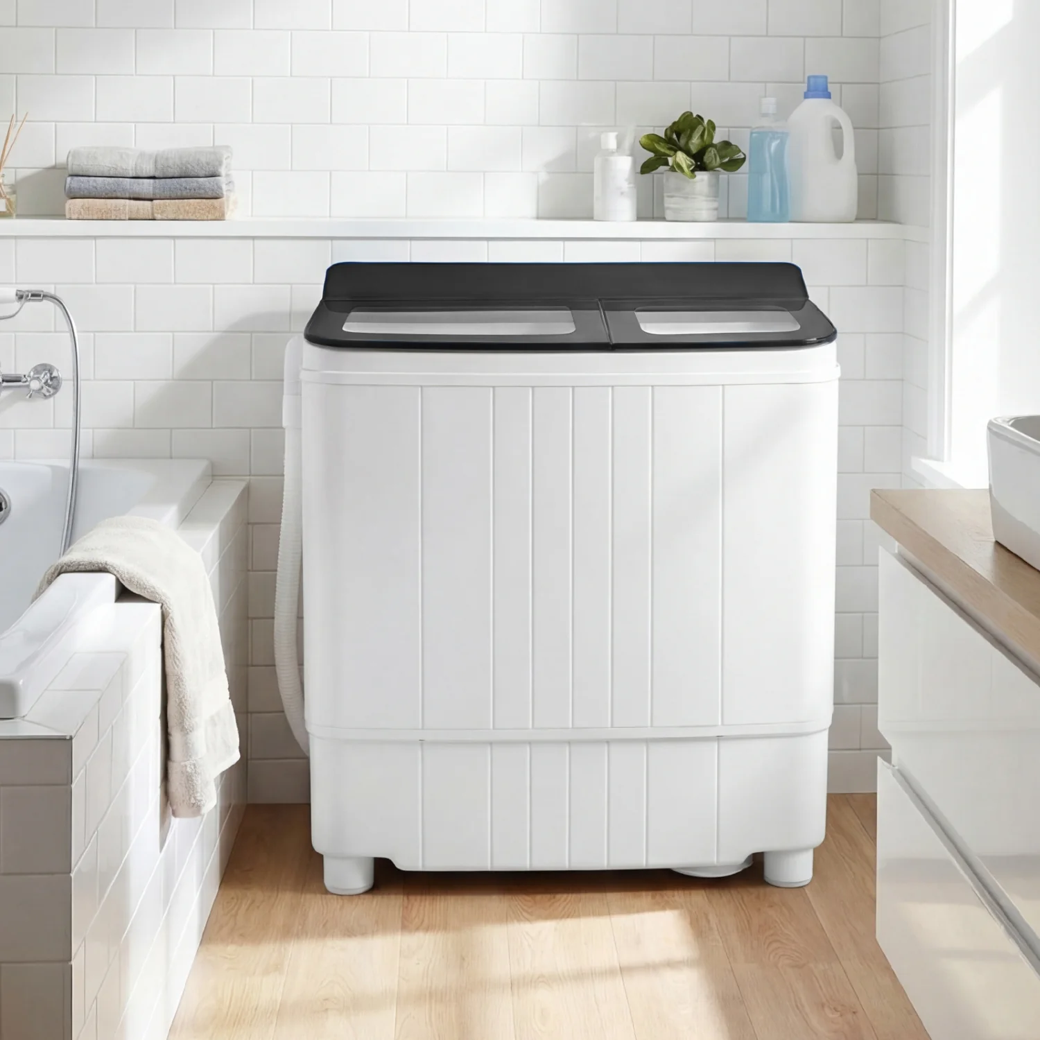 Portable Washing Machine 18 lbs Mini Laundry Machine with 11 LBS Washer-Grey, Gray - Image 3