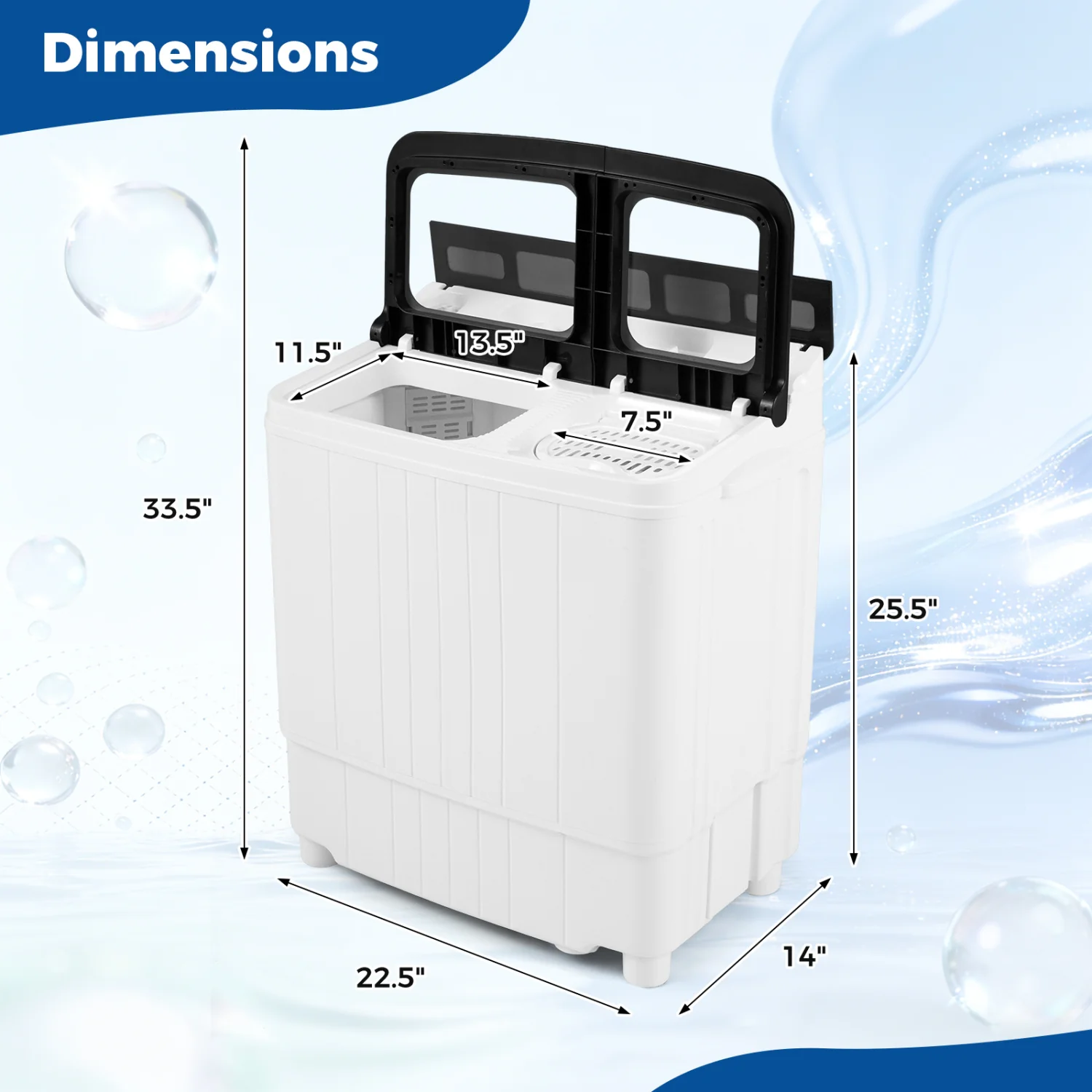 Portable Washing Machine 18 lbs Mini Laundry Machine with 11 LBS Washer-Grey, Gray - Image 6
