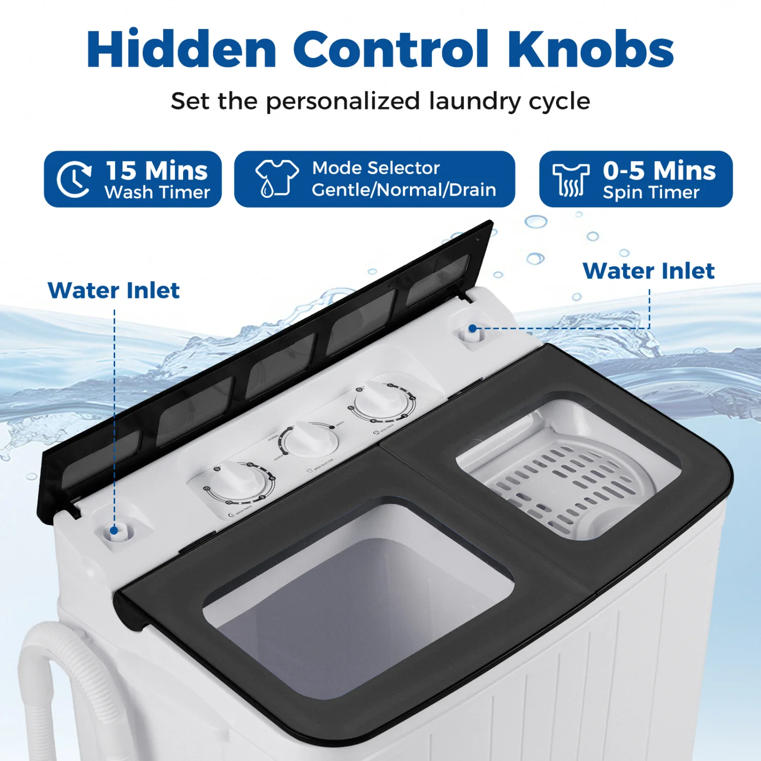 Portable Washing Machine 18 lbs Mini Laundry Machine with 11 LBS Washer-Grey, Gray - Image 8