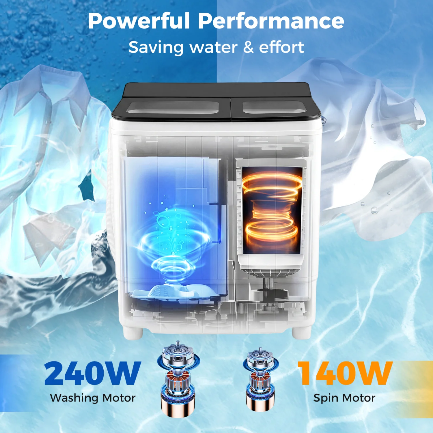 Portable Washing Machine 18 lbs Mini Laundry Machine with 11 LBS Washer-Grey, Gray - Image 9