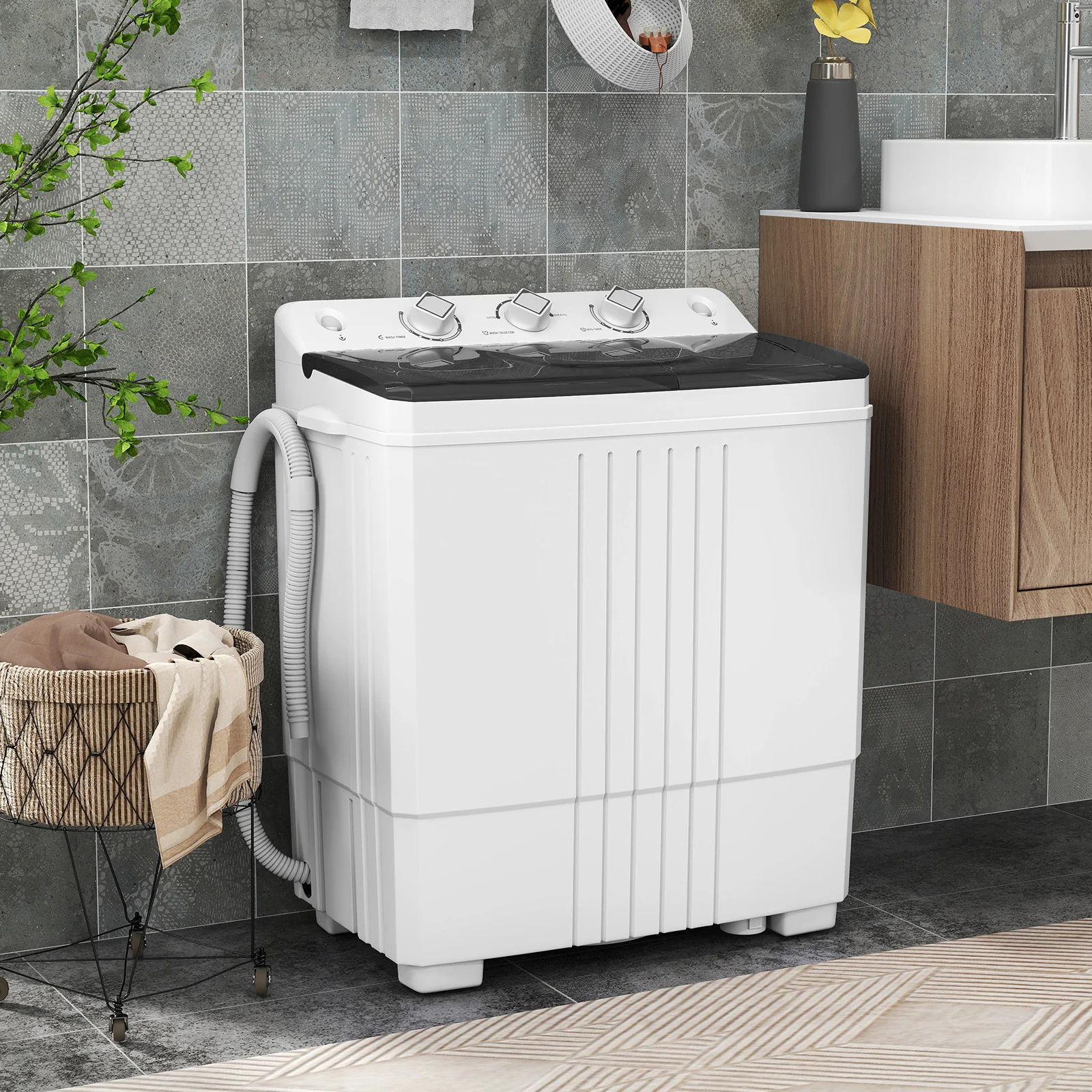 Portable Washing Machine, Black - Image 2