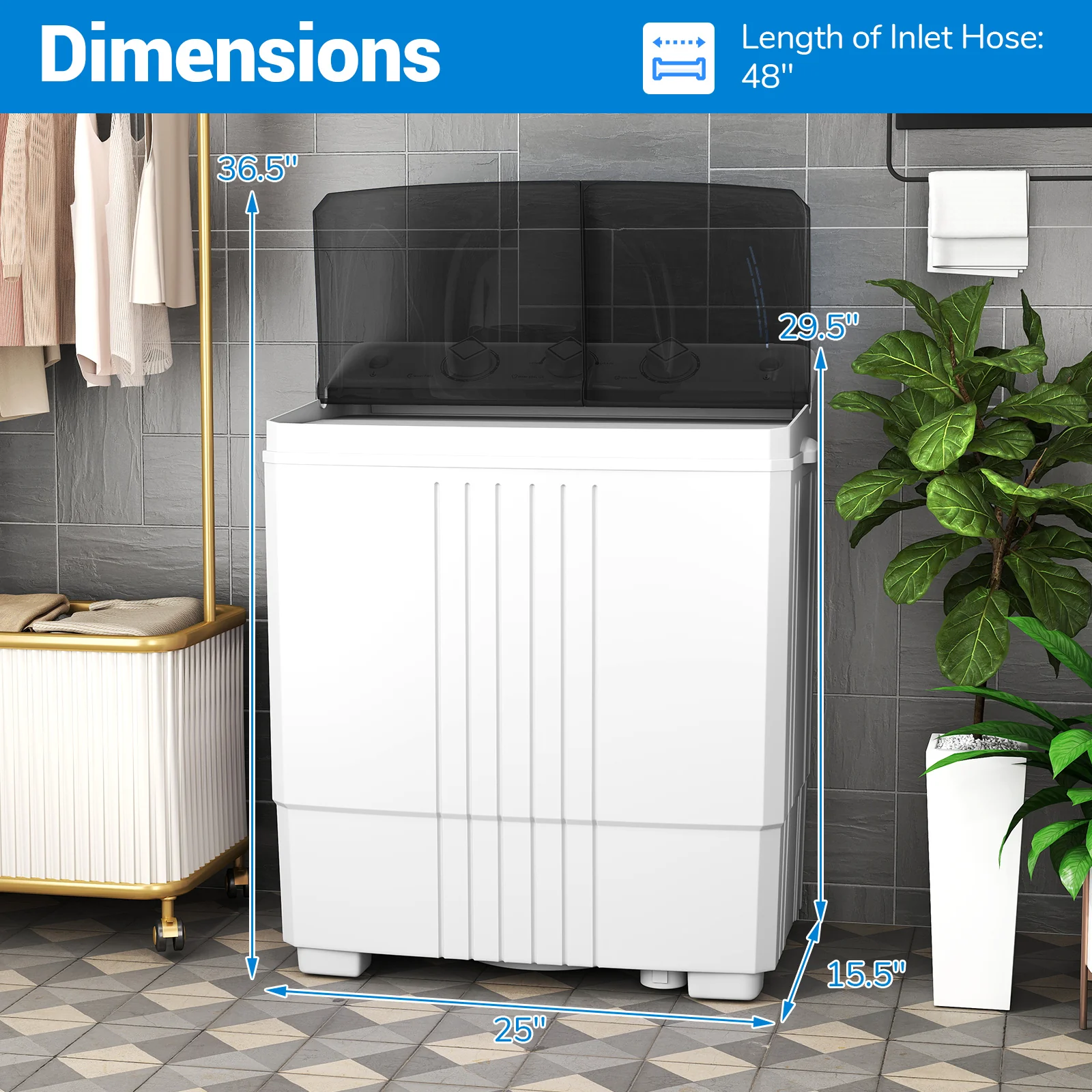 Portable Washing Machine, Black - Image 6