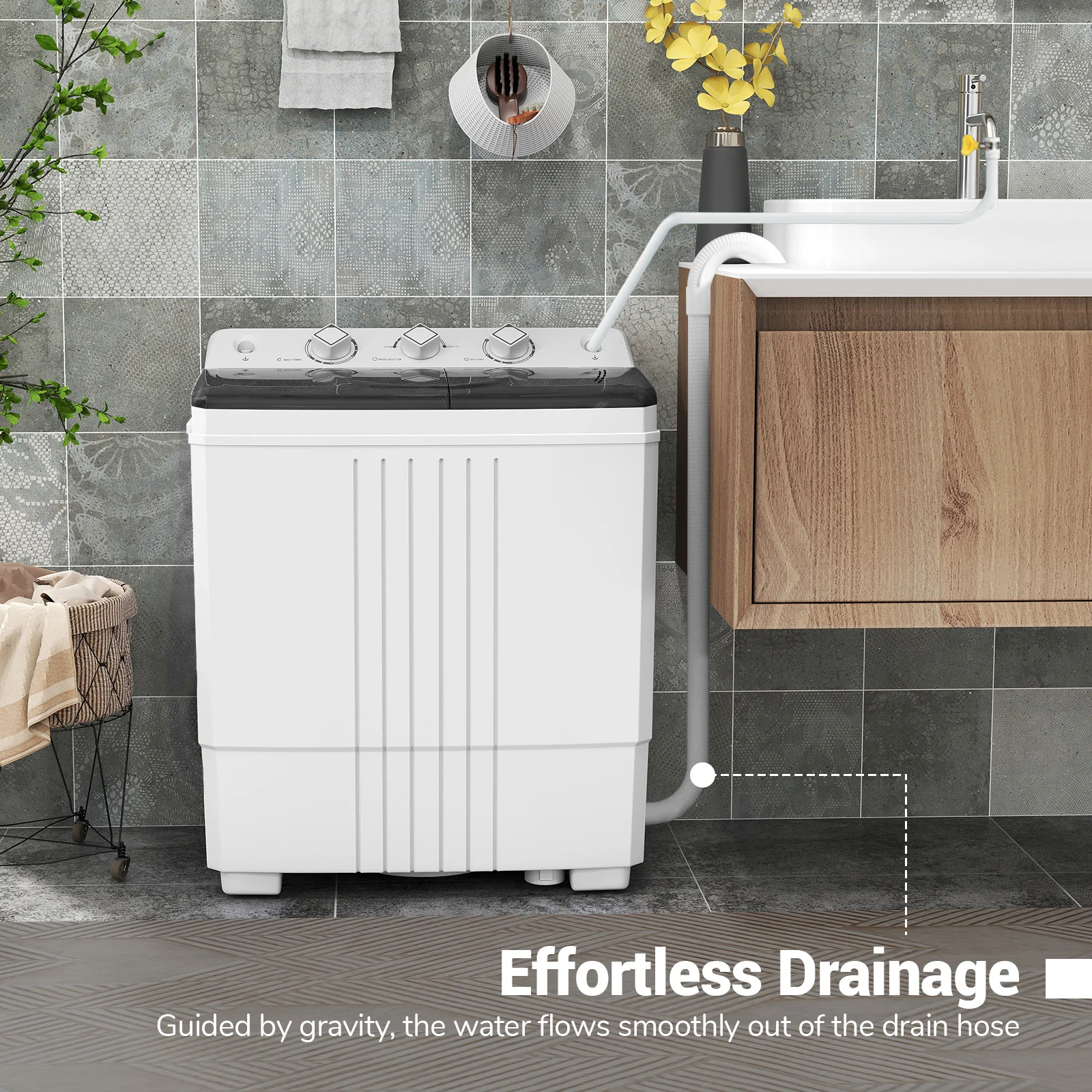Portable Washing Machine, Black - Image 9