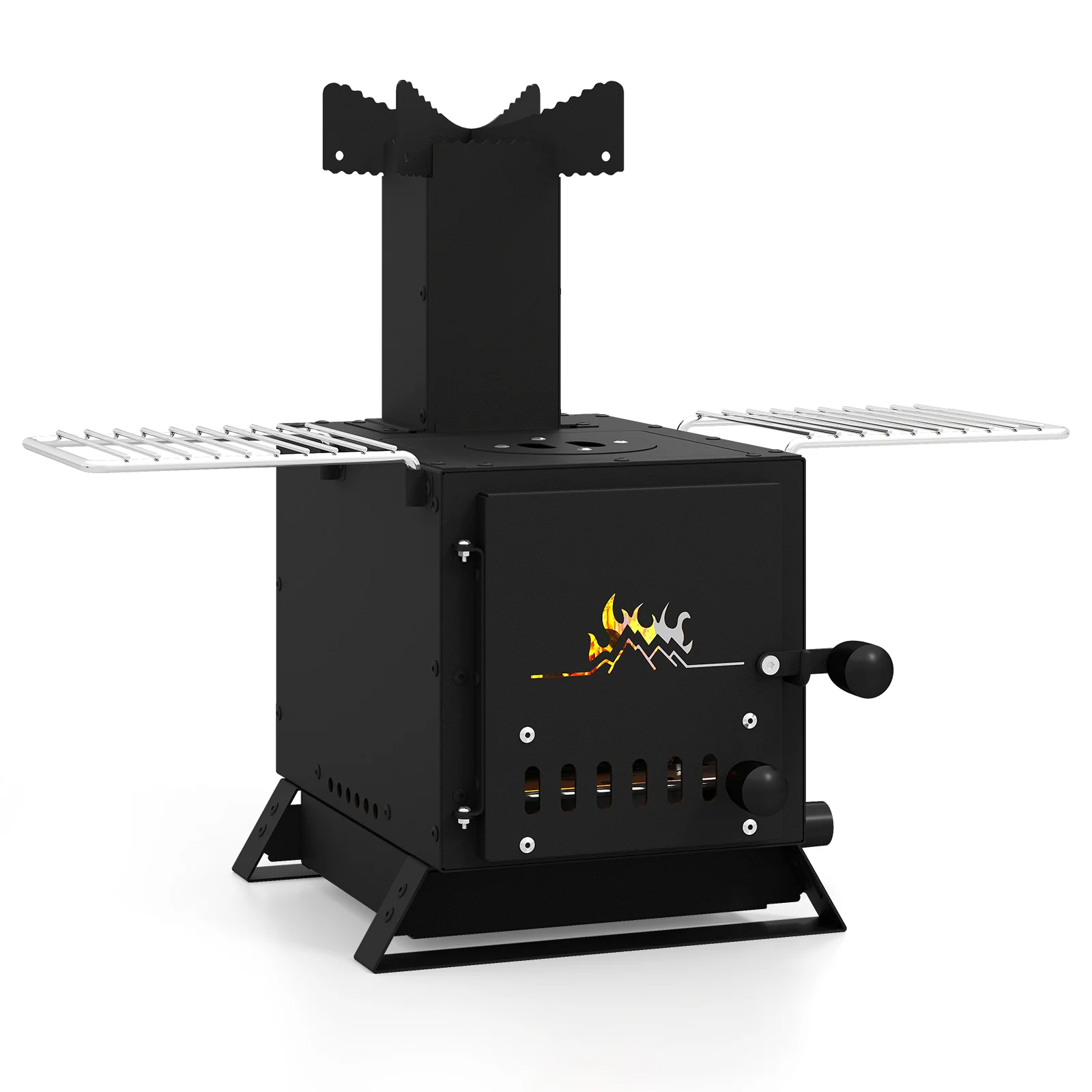 Portable Wood Burning Stove, Mini Heater Burner, Pot Rack Oven Pan, Black - Image 5