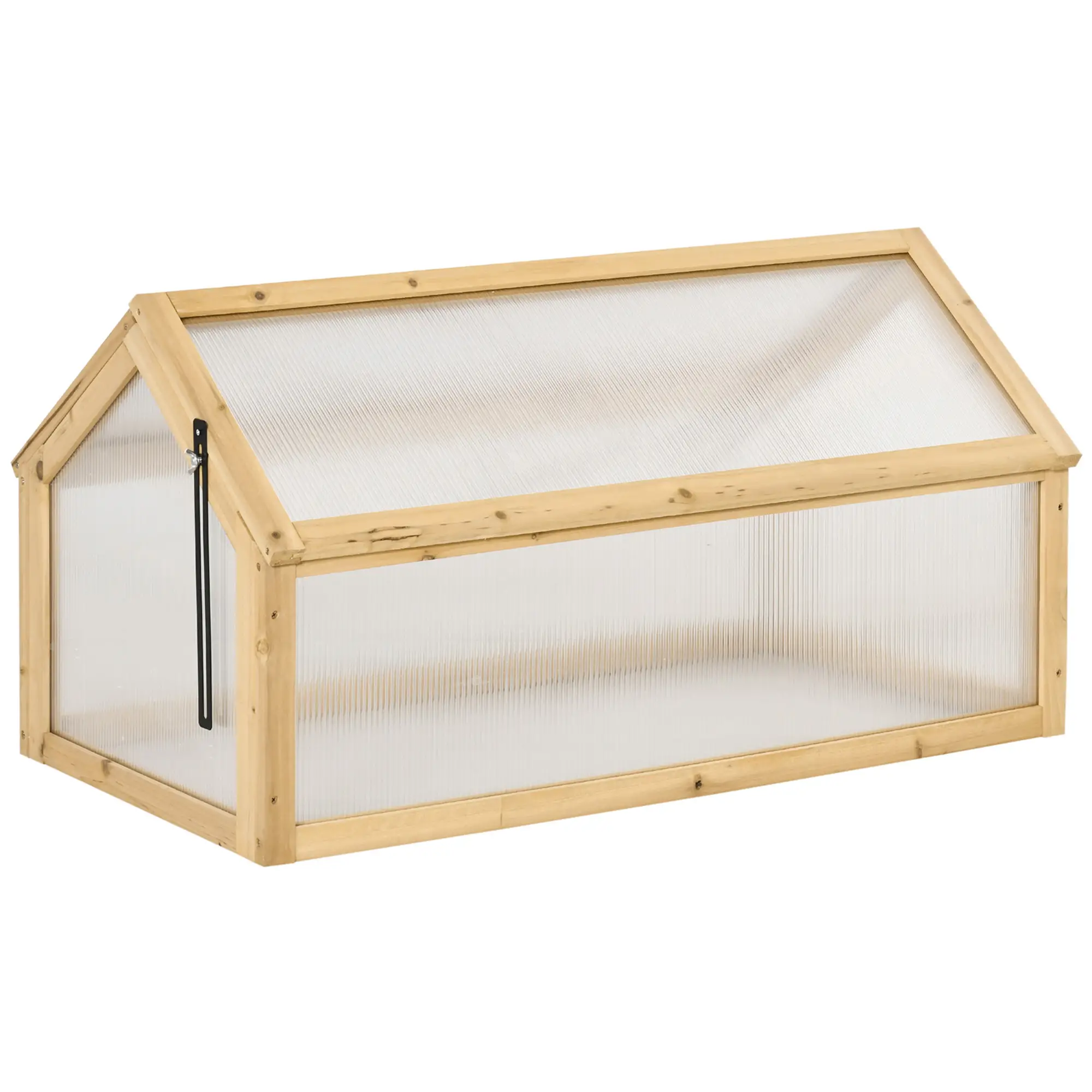 Portable Wooden Cold Frame Greenhouse, Openable Top, 35.5" x 20.5" x 19.5", Light Brown - Image 11