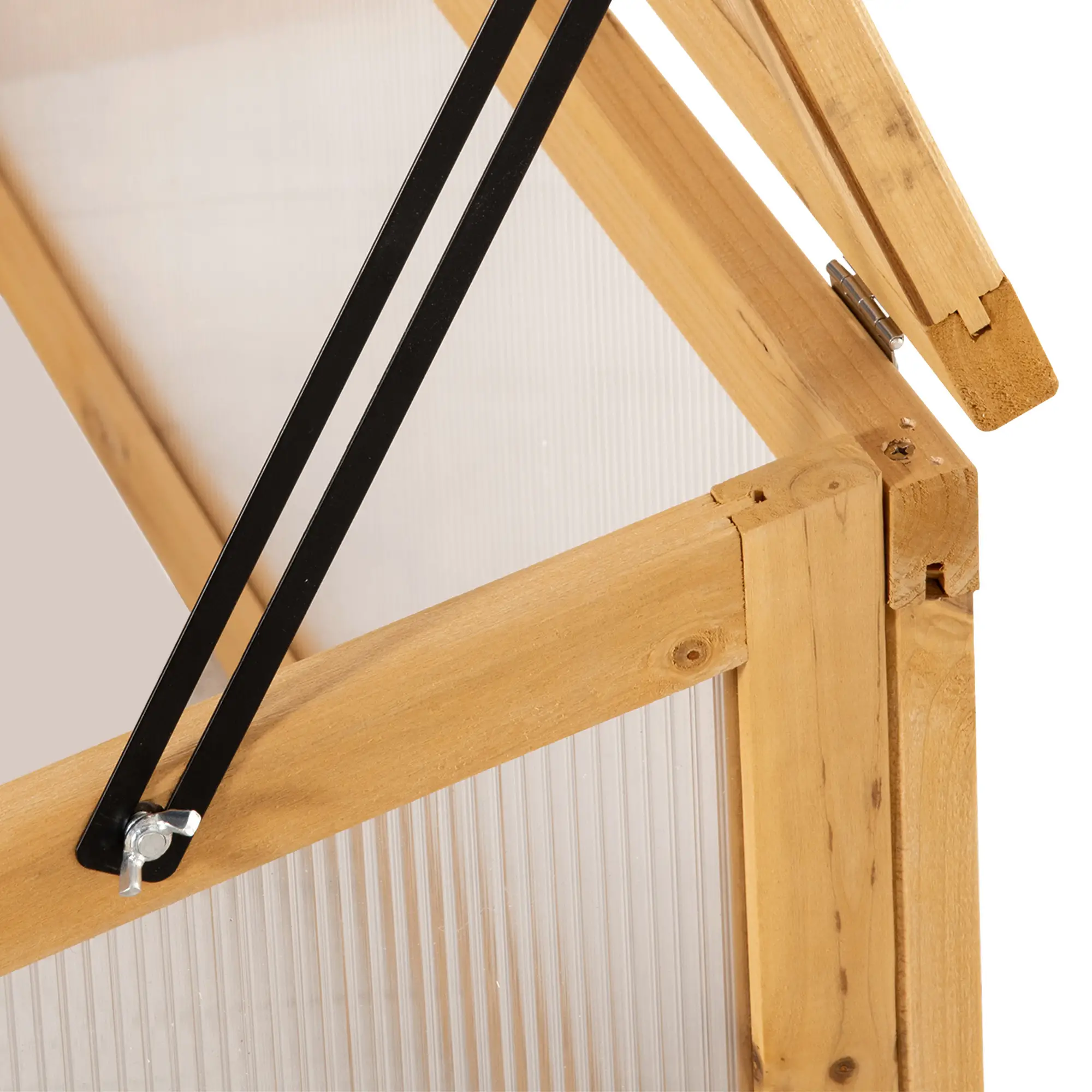 Portable Wooden Cold Frame Greenhouse, Openable Top, 35.5"x23.5"x15.75", Light Brown - Image 10