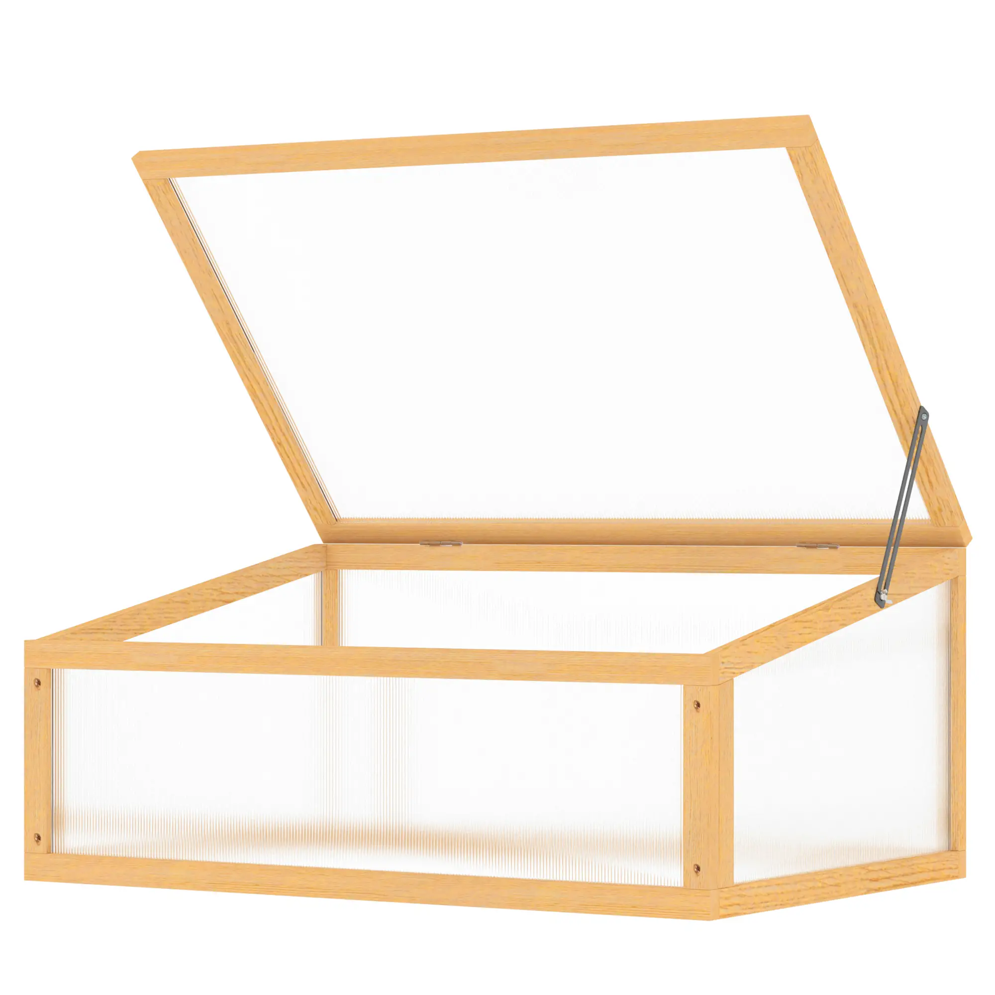 Portable Wooden Cold Frame Greenhouse, Openable Top, 35.5"x23.5"x15.75", Light Brown - Image 12