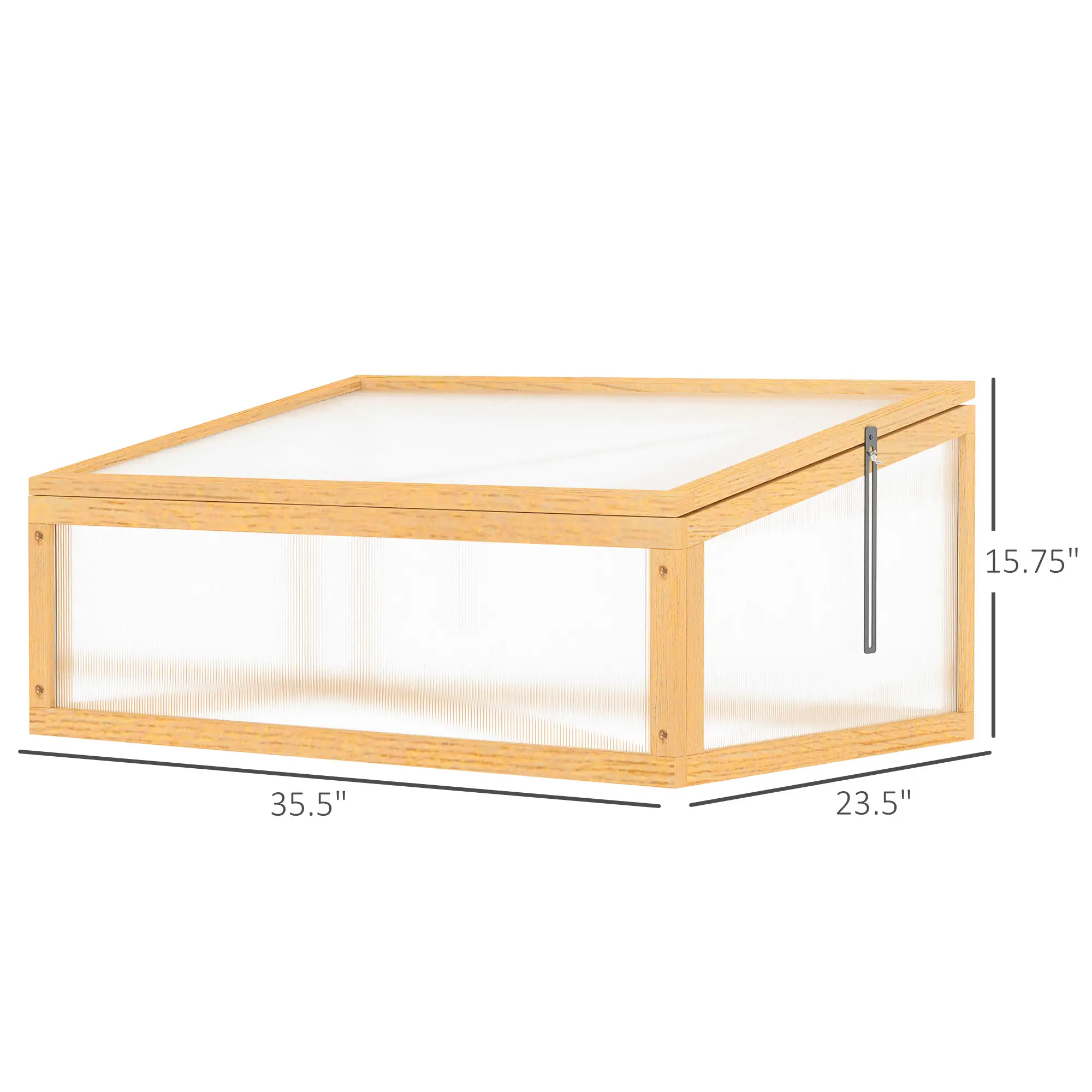 Portable Wooden Cold Frame Greenhouse, Openable Top, 35.5"x23.5"x15.75", Light Brown - Image 3