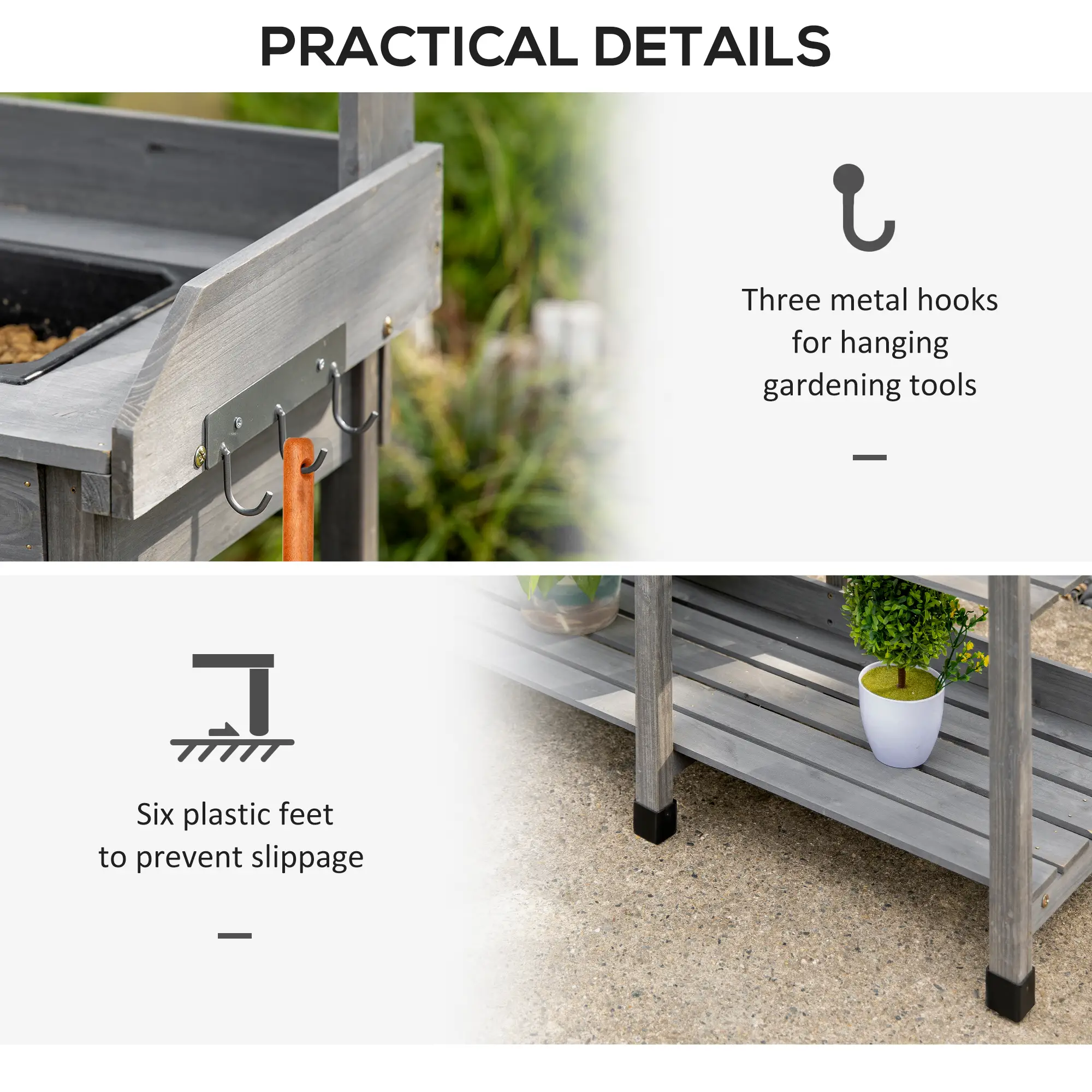 Potting Bench Table with Drawer, Removable Sink, Storage Shelves - Image 6