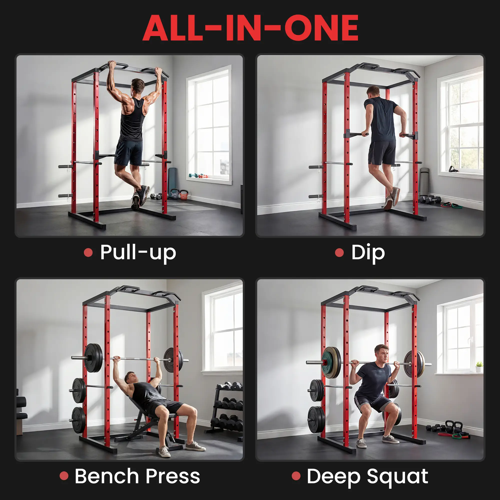 Power Cage, 1000 lbs Capacity, Adjustable Height Squat Rack - Image 4