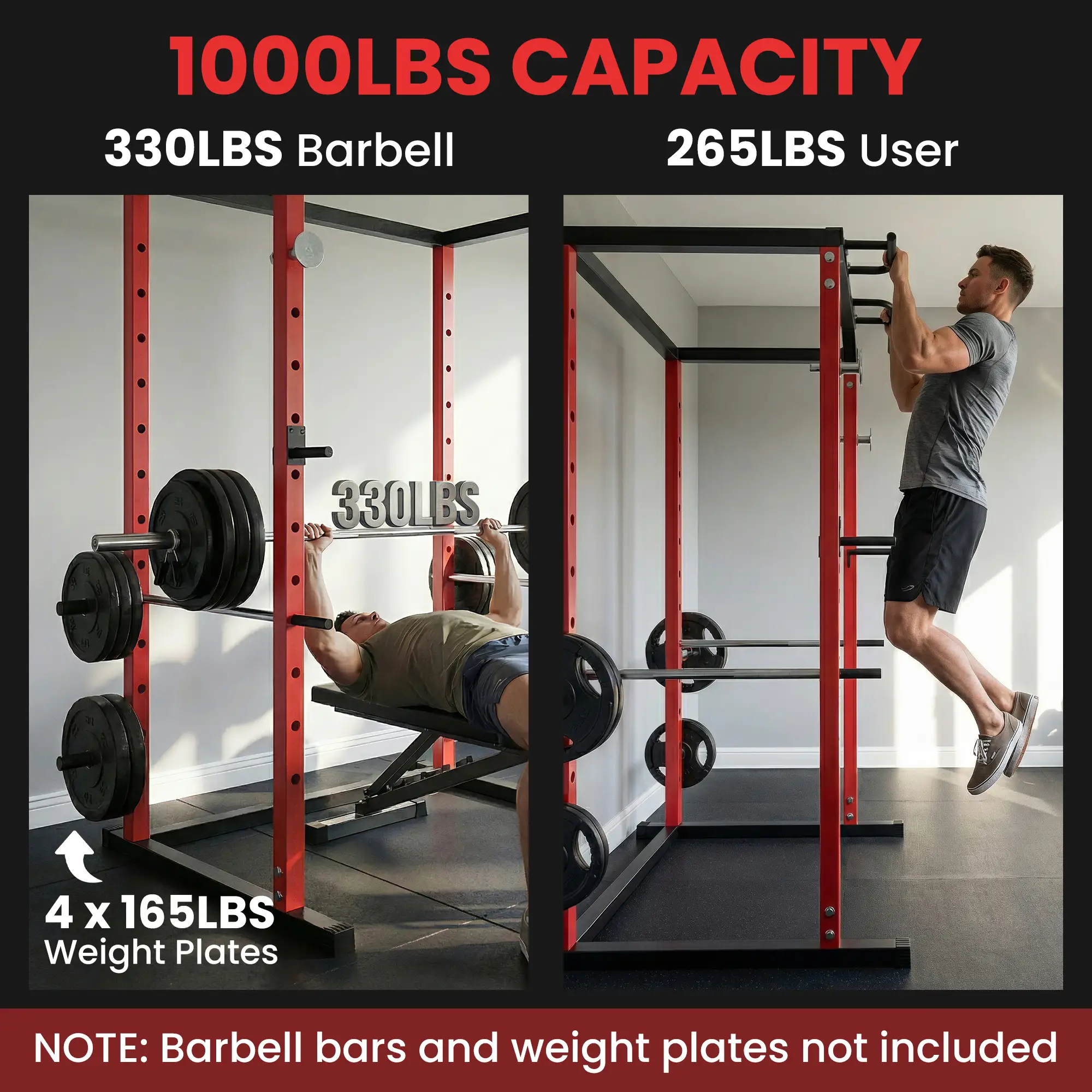 Power Cage, 1000 lbs Capacity, Adjustable Height Squat Rack - Image 5