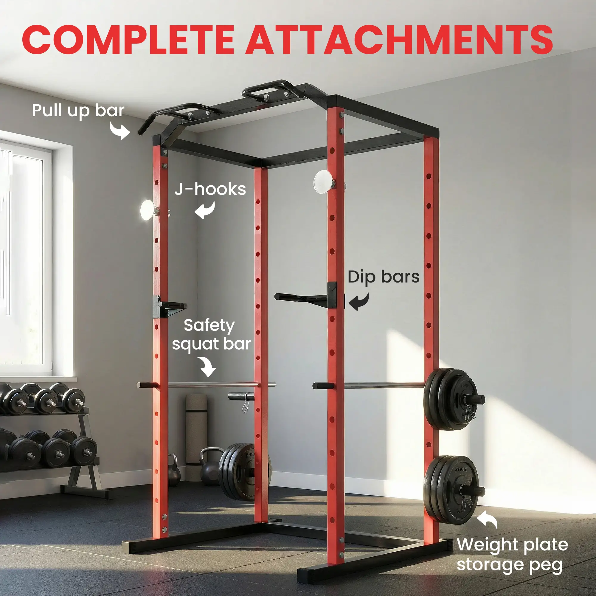 Power Cage, 1000 lbs Capacity, Adjustable Height Squat Rack - Image 6