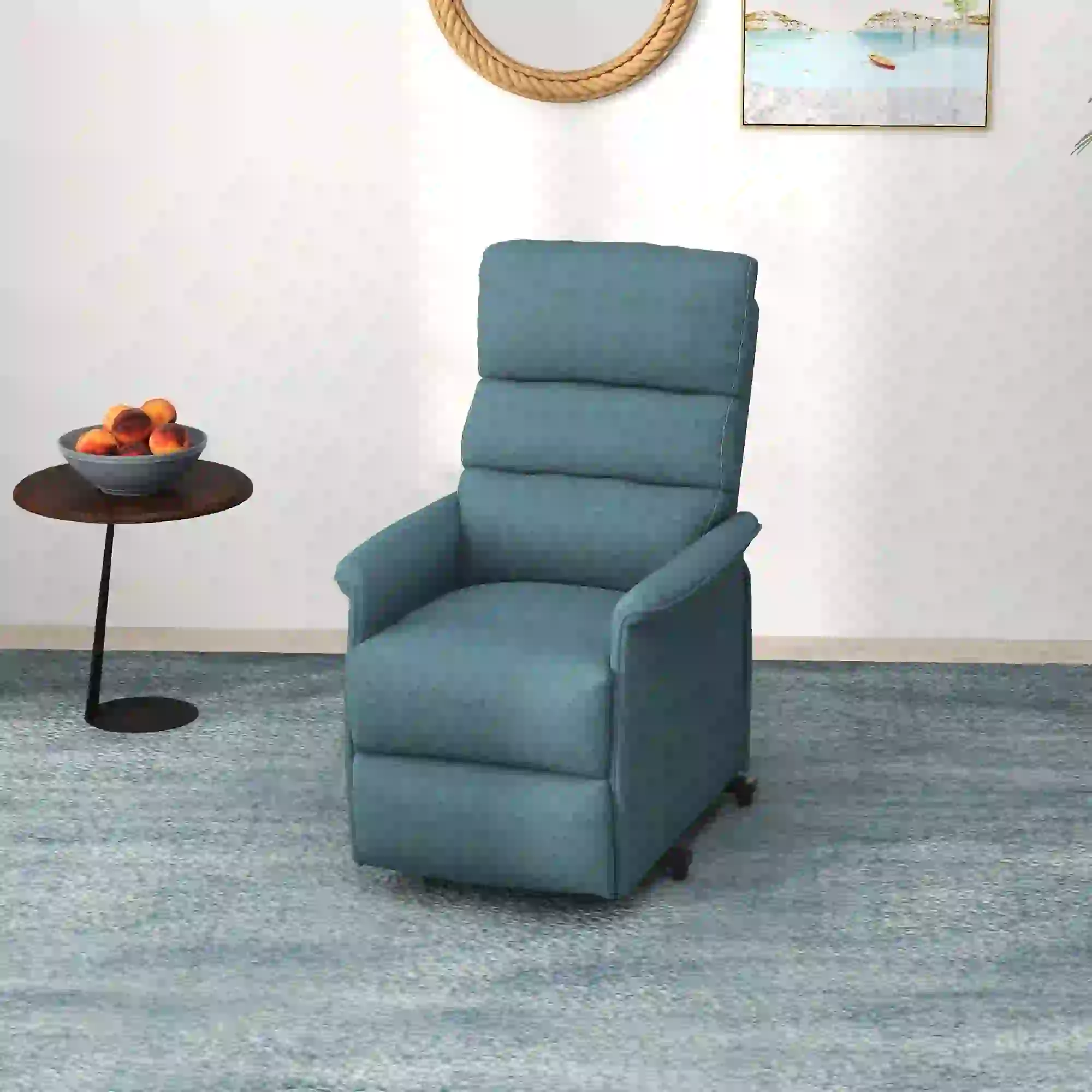 Power Lift Chair Recliner, Remote Control, Side Pockets, Blue - Image 8