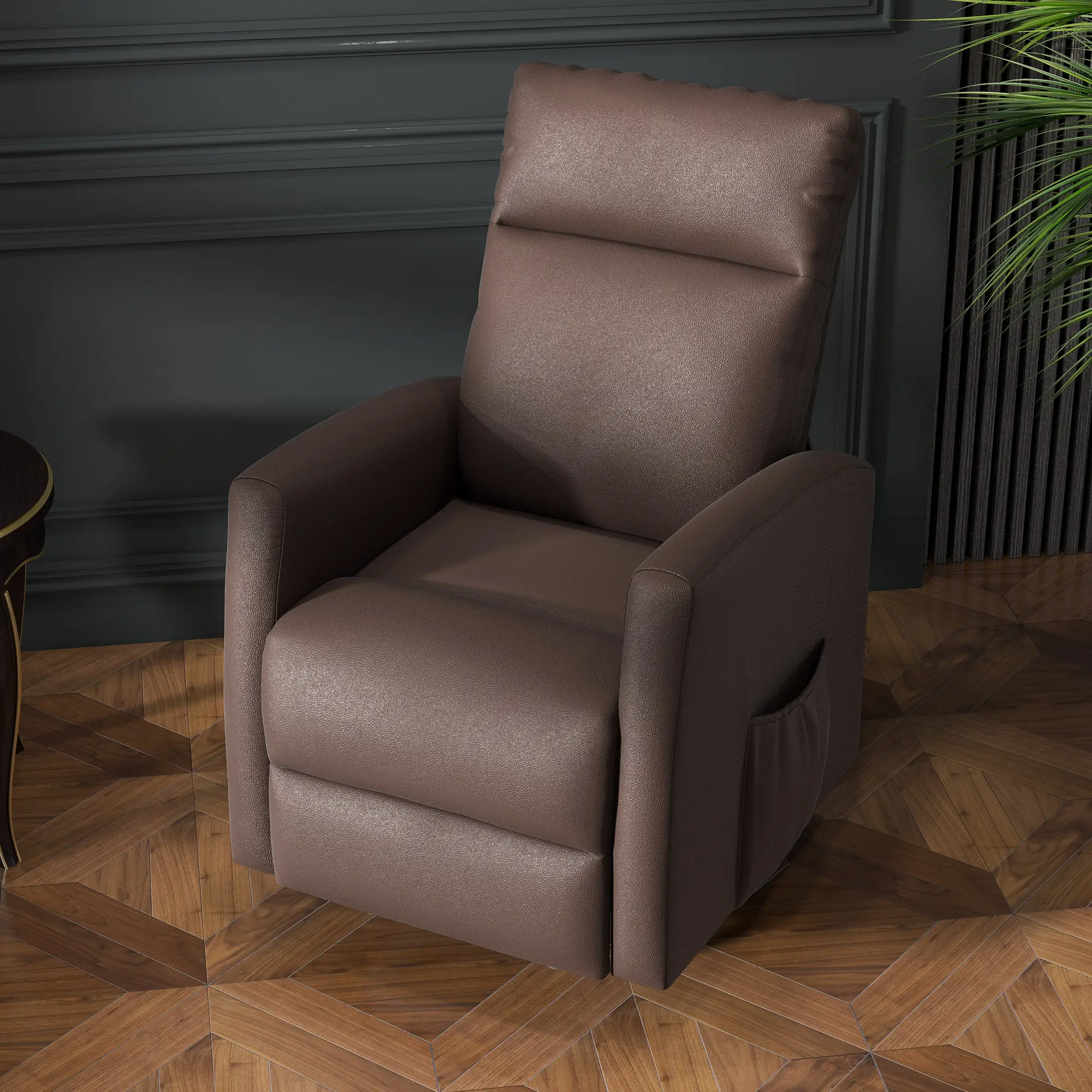 Power Lift Recliner Chair, Remote Control, Side Pocket, Brown - Image 8