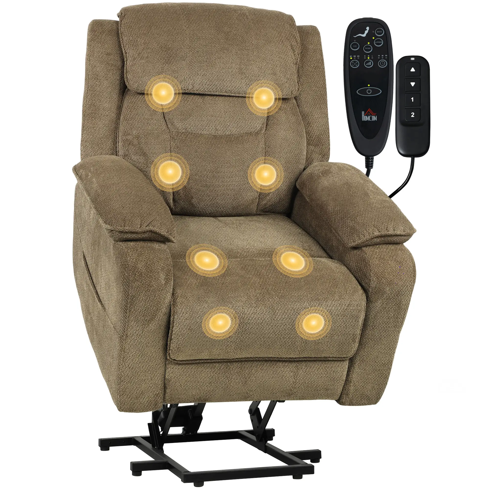 Power Recliner Chair, Massage, Electric Lift, 2 Memory Positions, Brown - Image 11