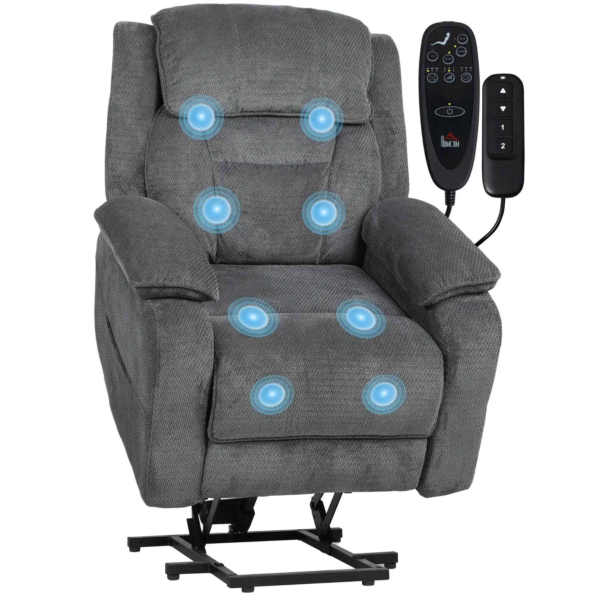 Power Recliner Chair With Massage, Electric Lift Chair, Grey - Image 11