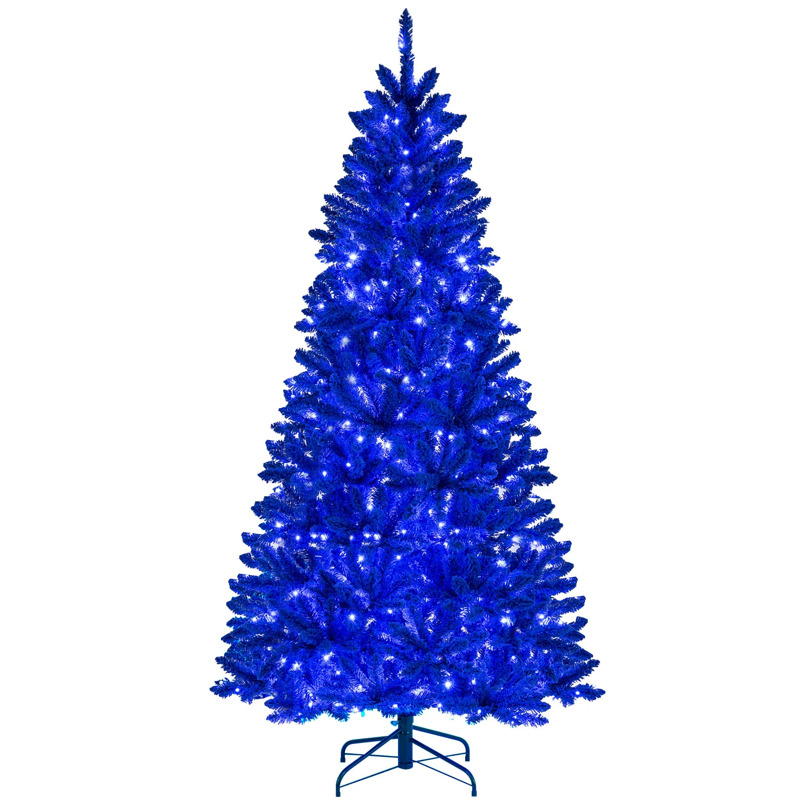 Pre-Lit Artificial Christmas Tree, 7 ft, 340 Blue LED Lights, 3 Modes, Blue - Image 4