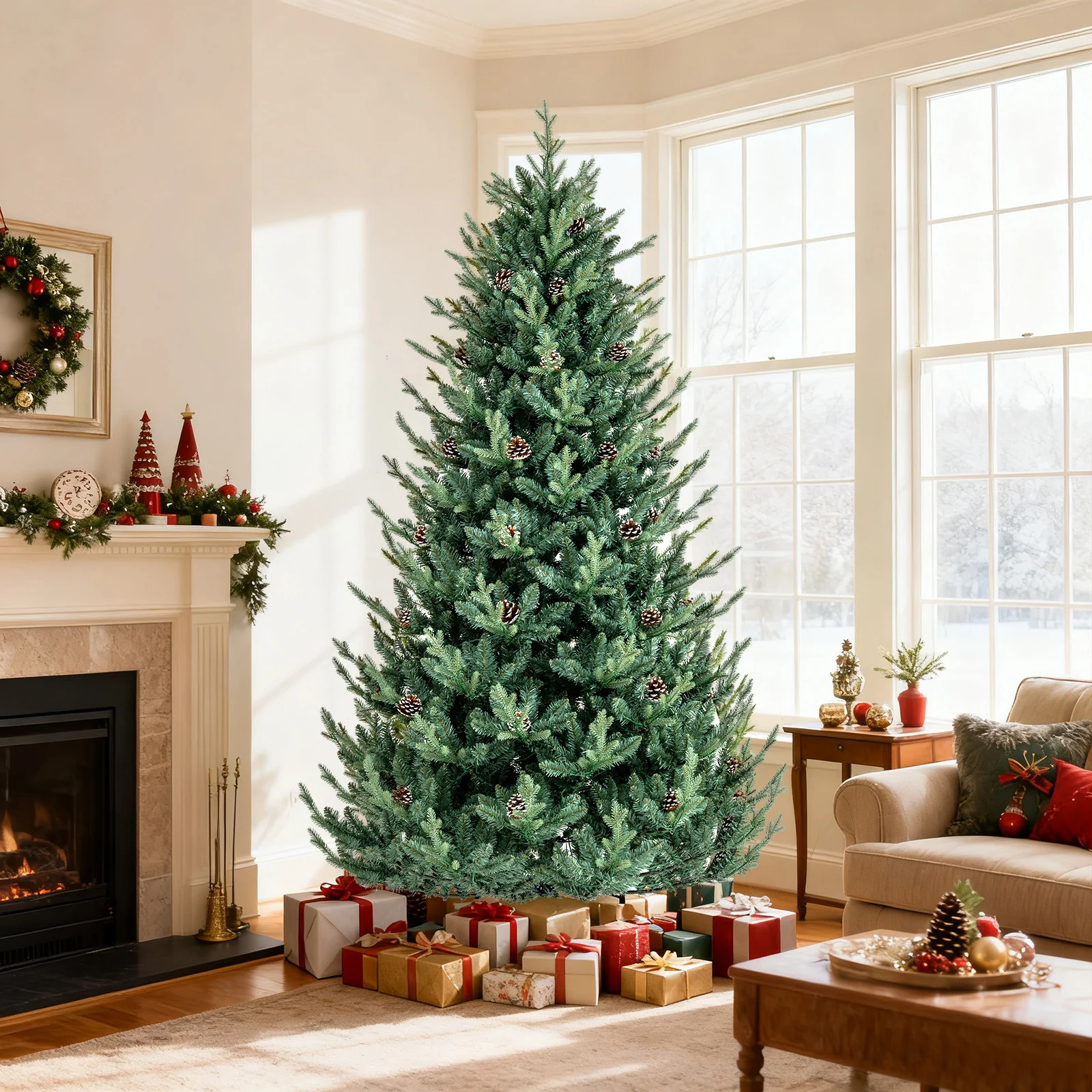 Pre-Lit Artificial Christmas Tree with Multicolored LED Lights-M - Image 3