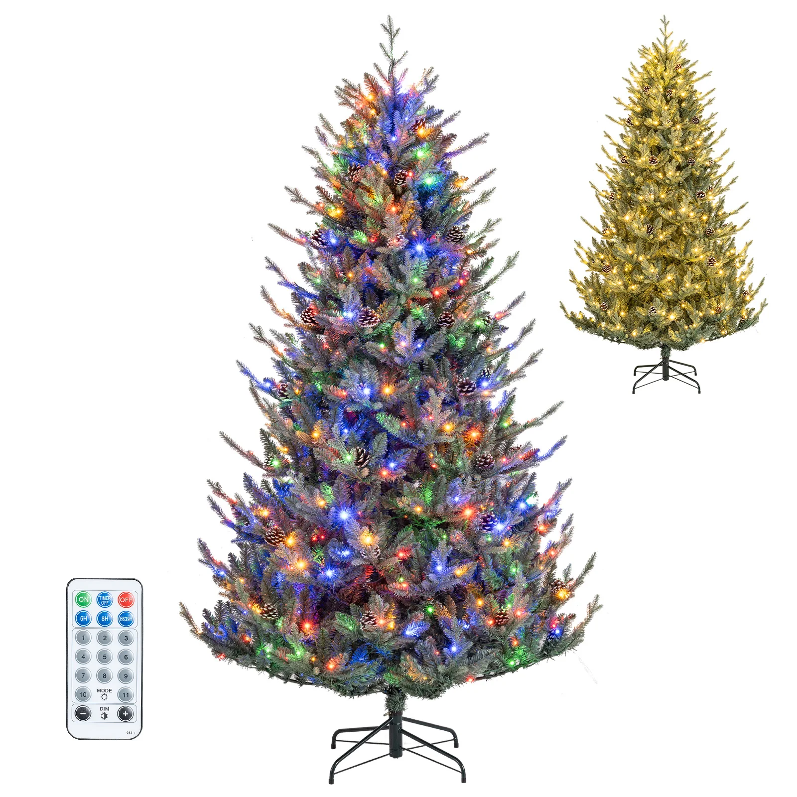Pre-Lit Artificial Christmas Tree with Multicolored LED Lights-M - Image 4