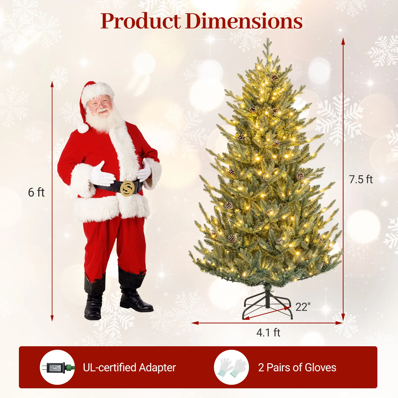 Pre-Lit Artificial Christmas Tree with Multicolored LED Lights-M - Image 6