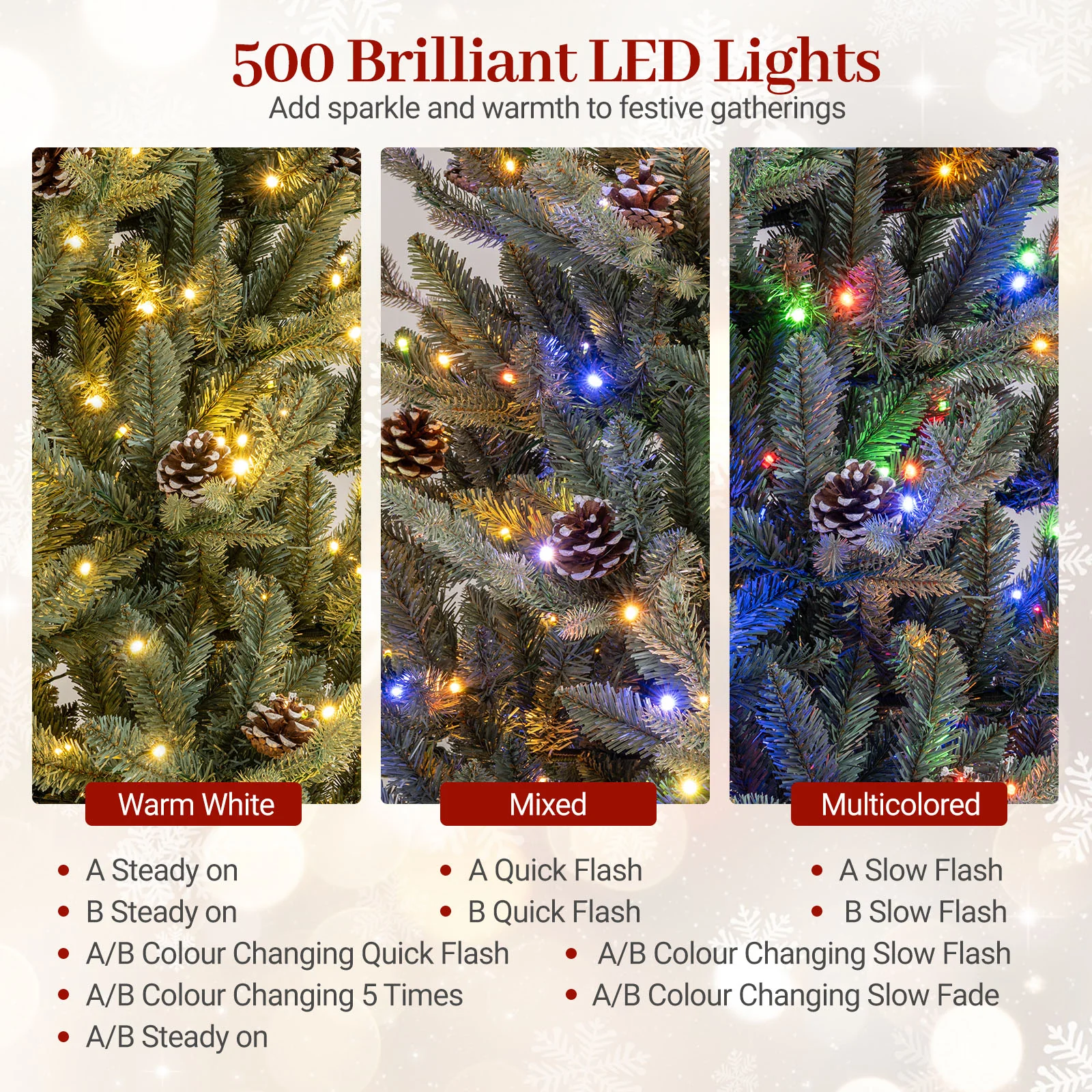 Pre-Lit Artificial Christmas Tree with Multicolored LED Lights-M - Image 9