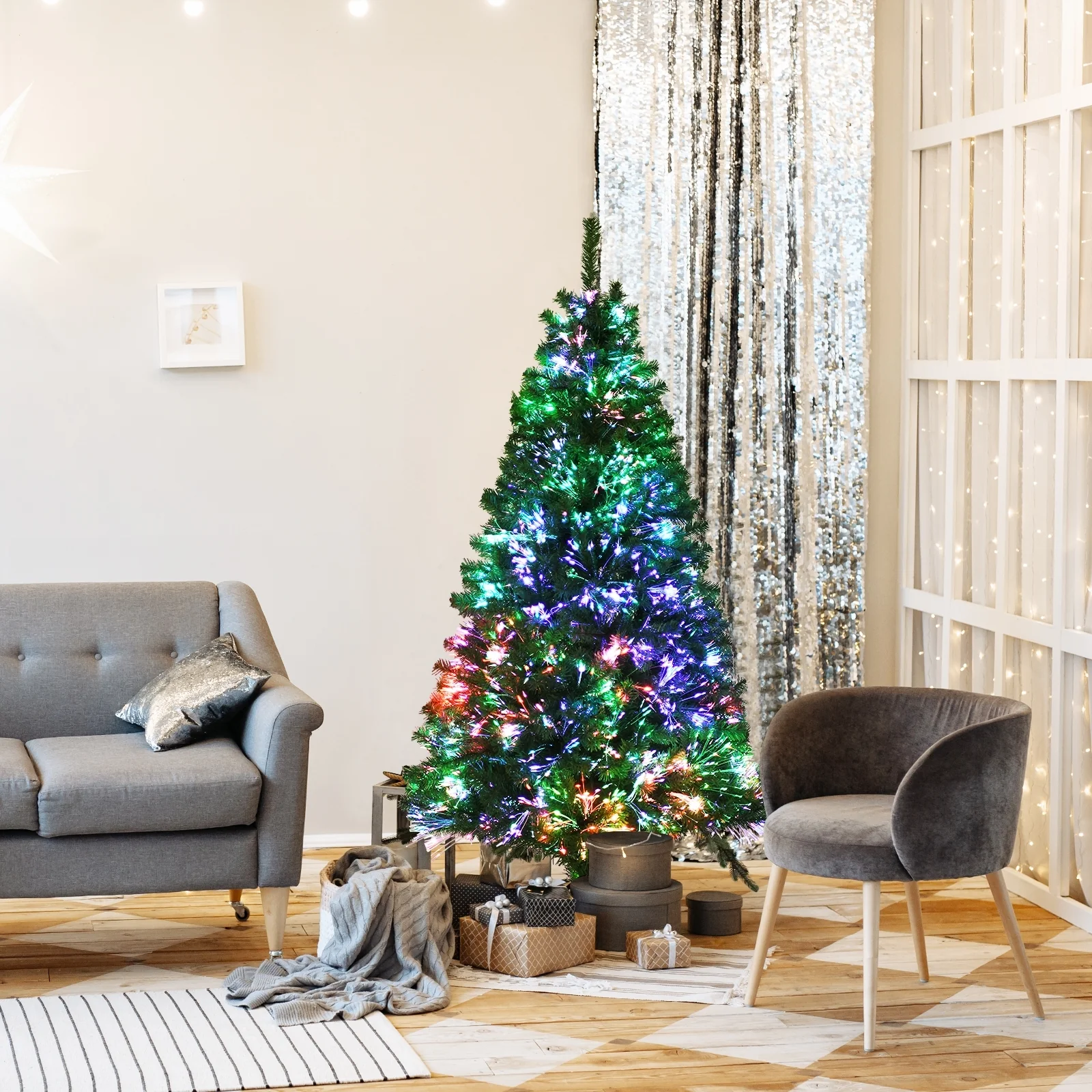 Pre-Lit Fiber Optic Artificial Christmas Tree, 5 ft, Green - Image 2
