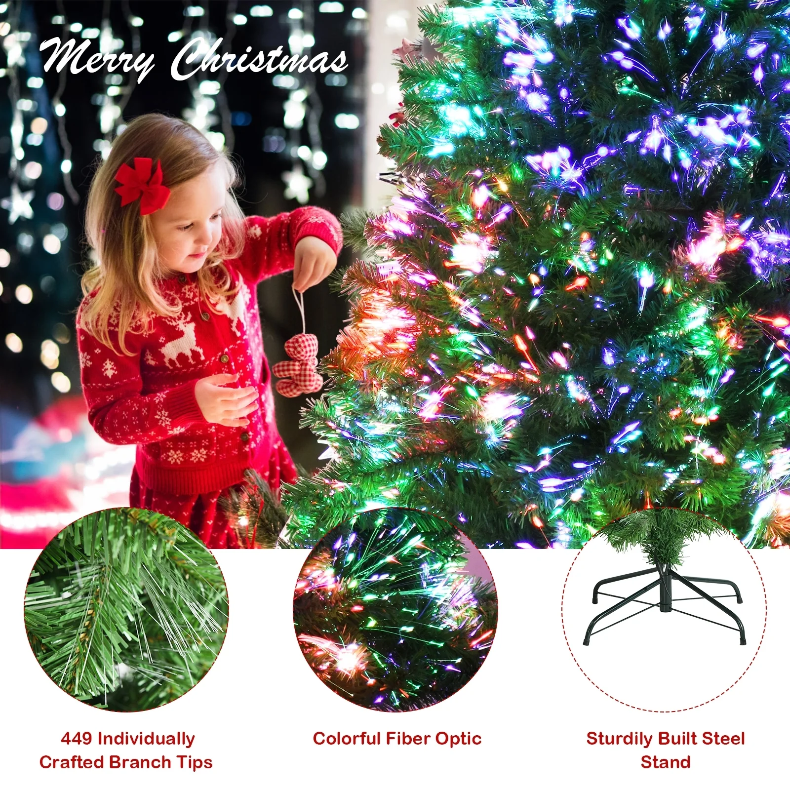 Pre-Lit Fiber Optic Artificial Christmas Tree, 5 ft, Green - Image 9