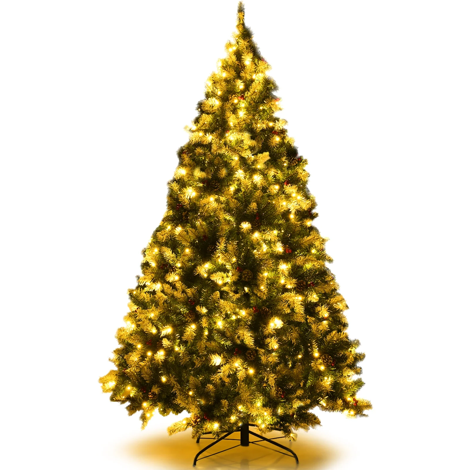 Pre-Lit Snow Flocked Christmas Tree, Red Berries, LED Lights, 6 Feet, Green - Image 5