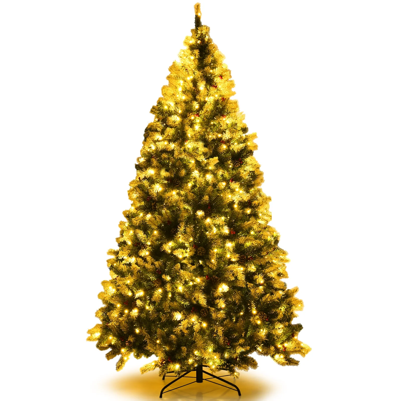 Pre-Lit Snow Flocked Christmas Tree, Red Berries LED Lights, 7.5 Feet, Green - Image 5