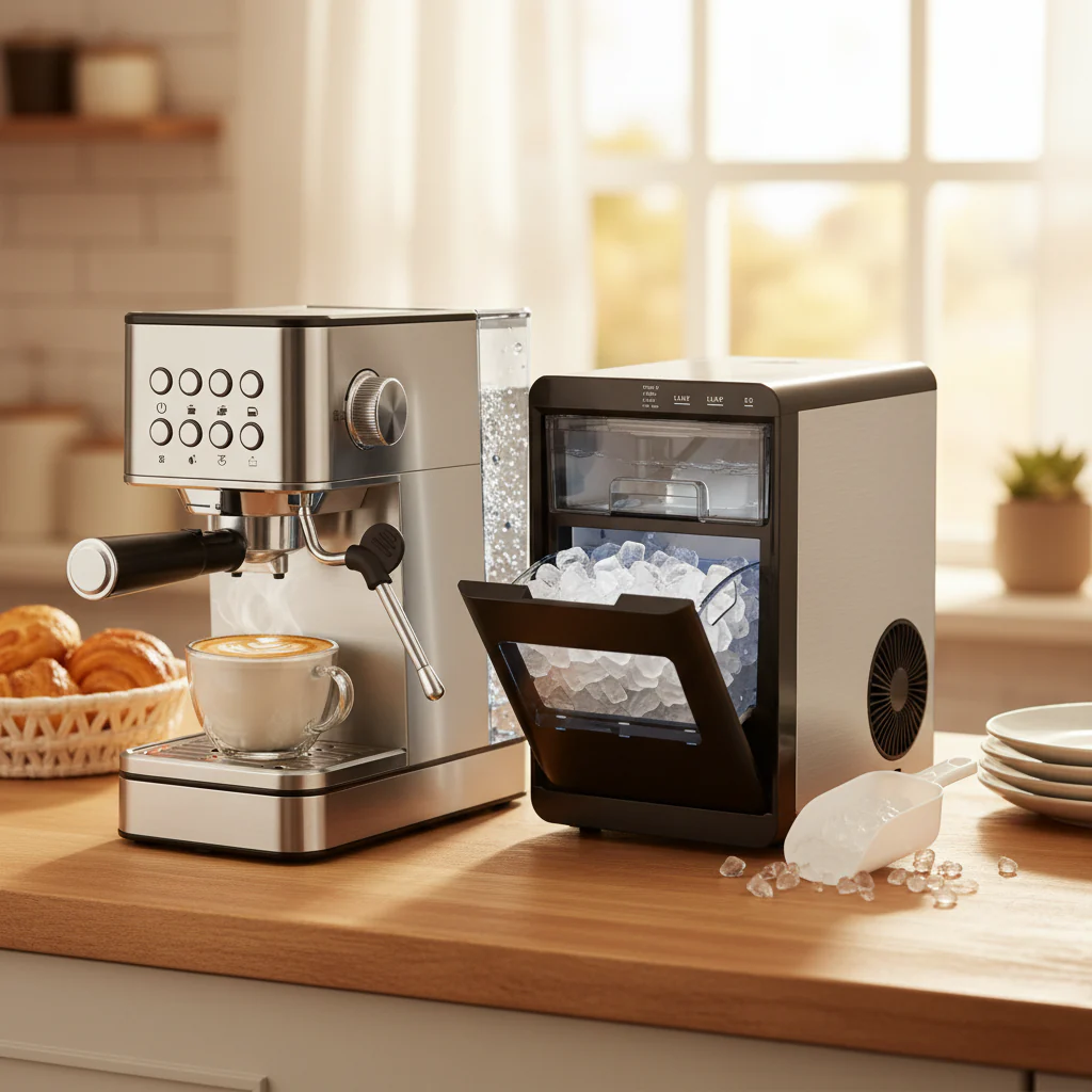 Premium Ice and Coffee Duo CNN-Acclaimed Nugget Ice Maker and 20-Bar Stainless Espresso Machine - Image 2