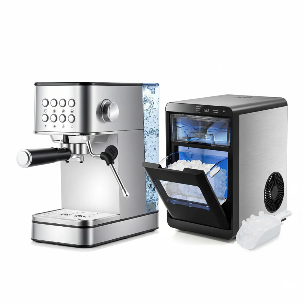 Premium Ice and Coffee Duo CNN-Acclaimed Nugget Ice Maker and 20-Bar Stainless Espresso Machine - Image 4