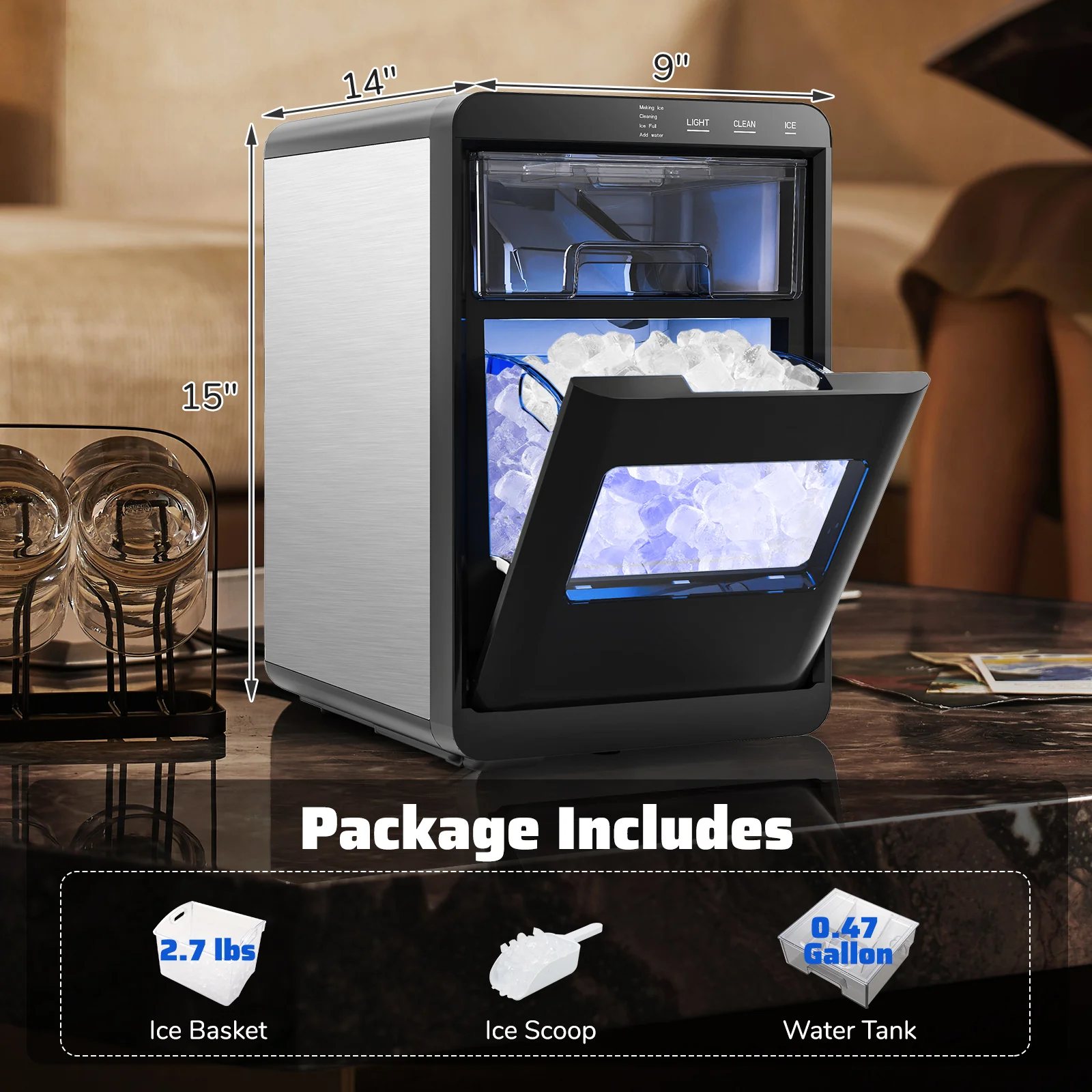 Premium Ice and Coffee Duo CNN-Acclaimed Nugget Ice Maker and 20-Bar Stainless Espresso Machine - Image 7