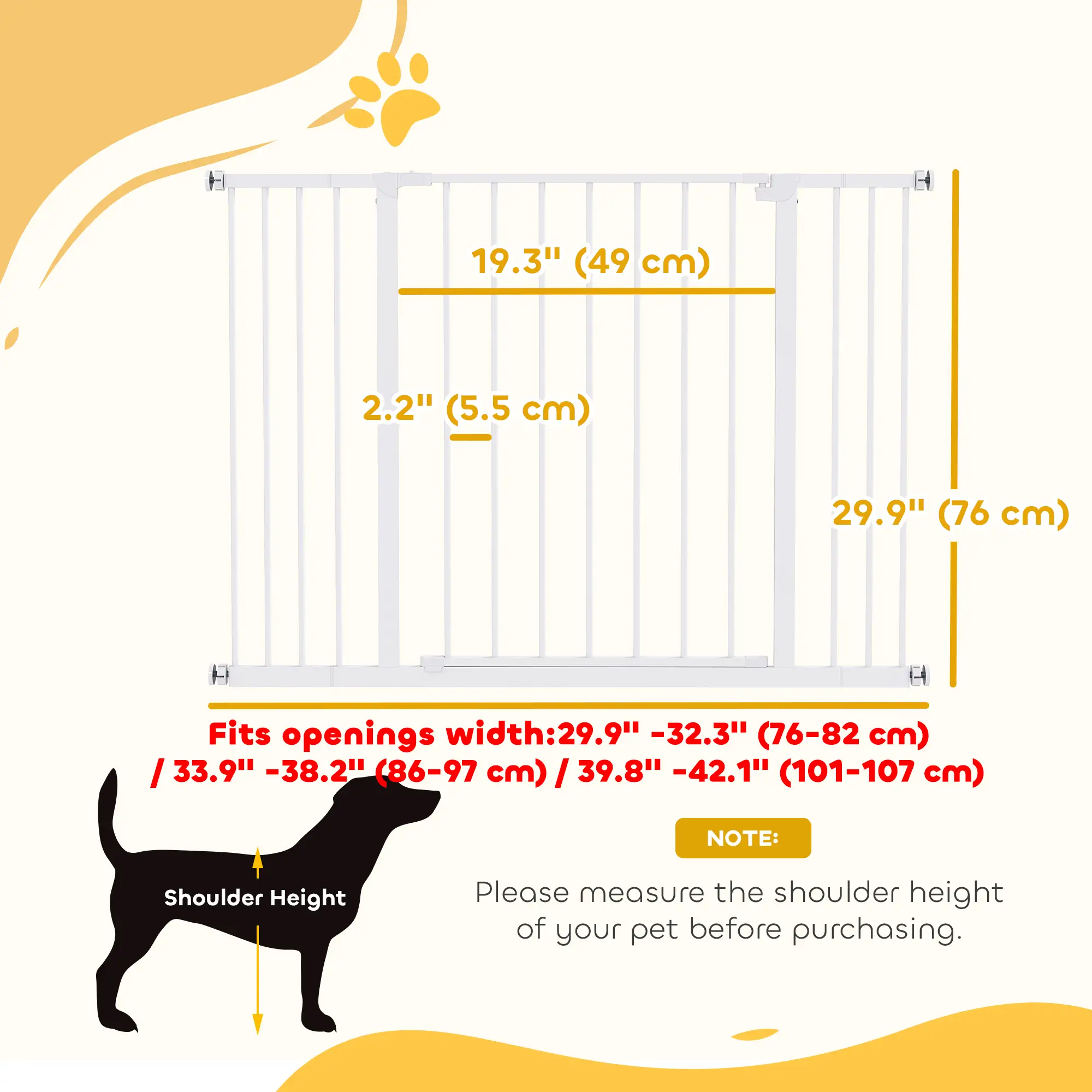 Pressure Fit Dog Gate, 29.9''-42.1'' Width, White - Image 3
