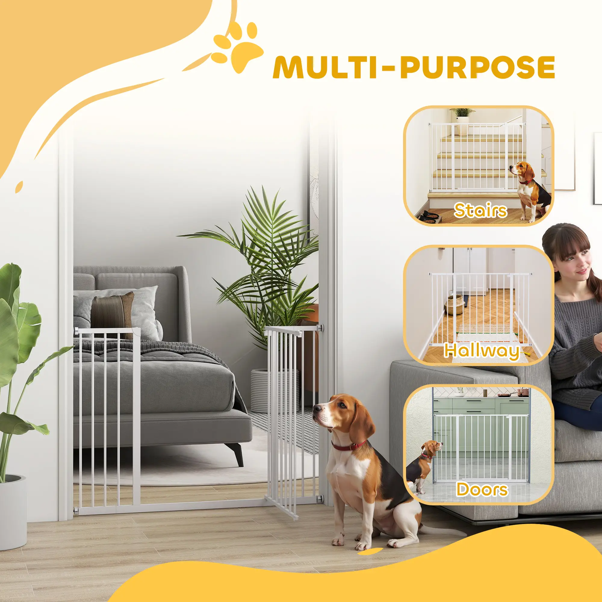 Pressure Fit Dog Gate, 29.9''-42.1'' Width, White - Image 4