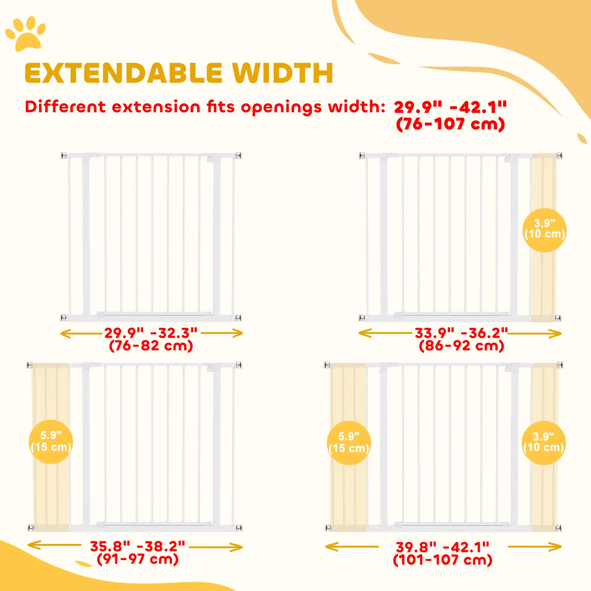 Pressure Fit Dog Gate, 29.9''-42.1'' Width, White - Image 5
