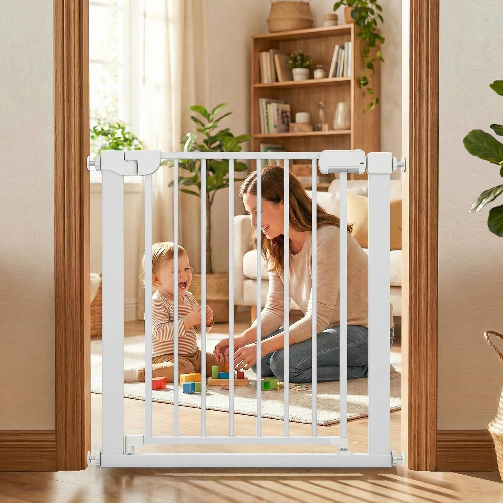 Pressure Mounted Auto-Close Baby Gate, White - Image 2
