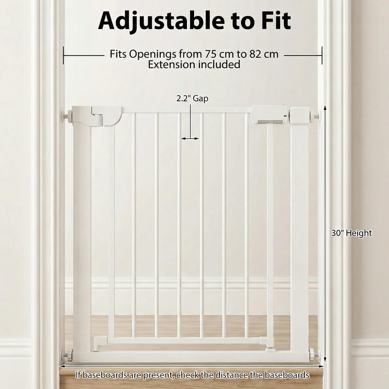 Pressure Mounted Auto-Close Baby Gate, White - Image 9