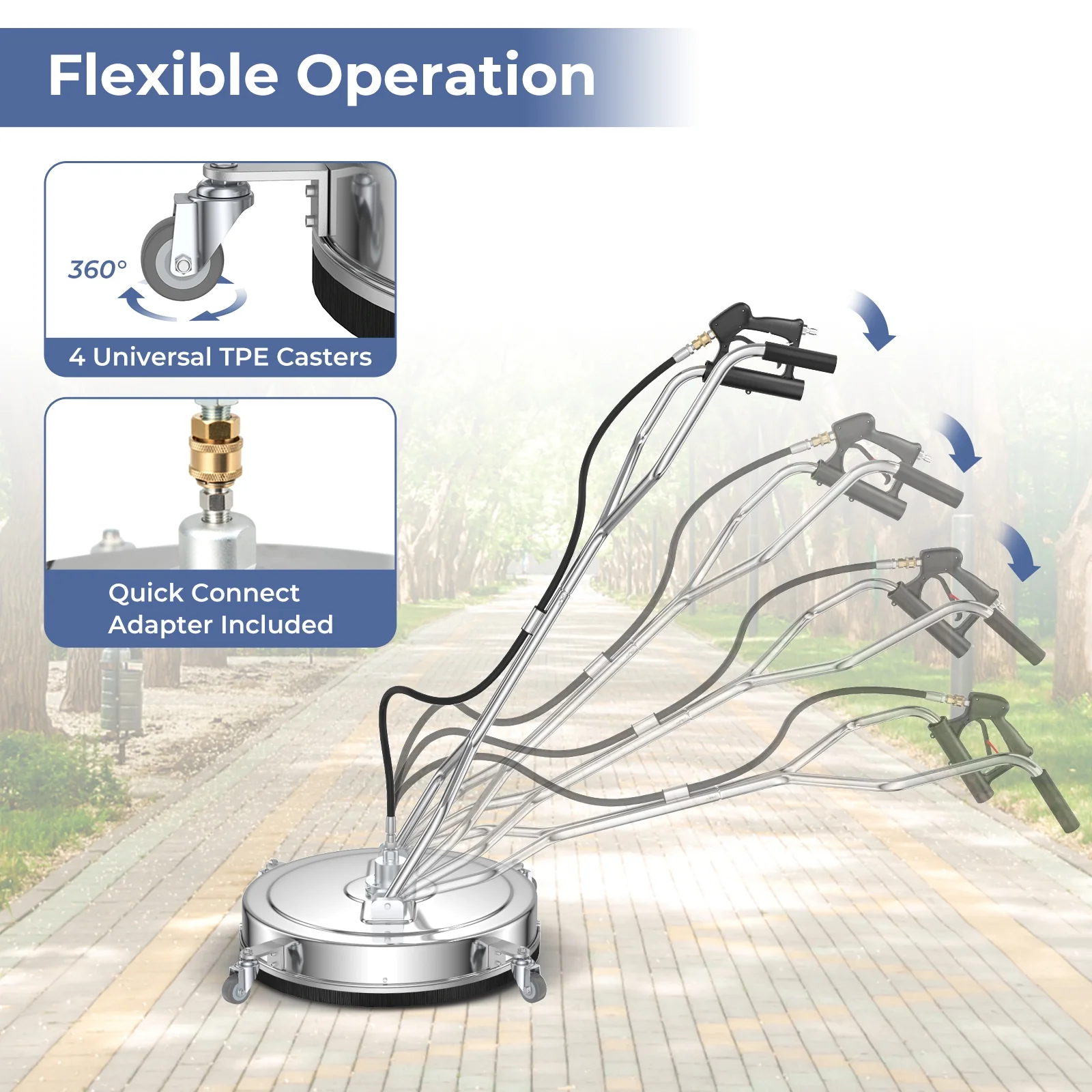 Pressure Washer Surface Cleaner Attachment, Silver - Image 10