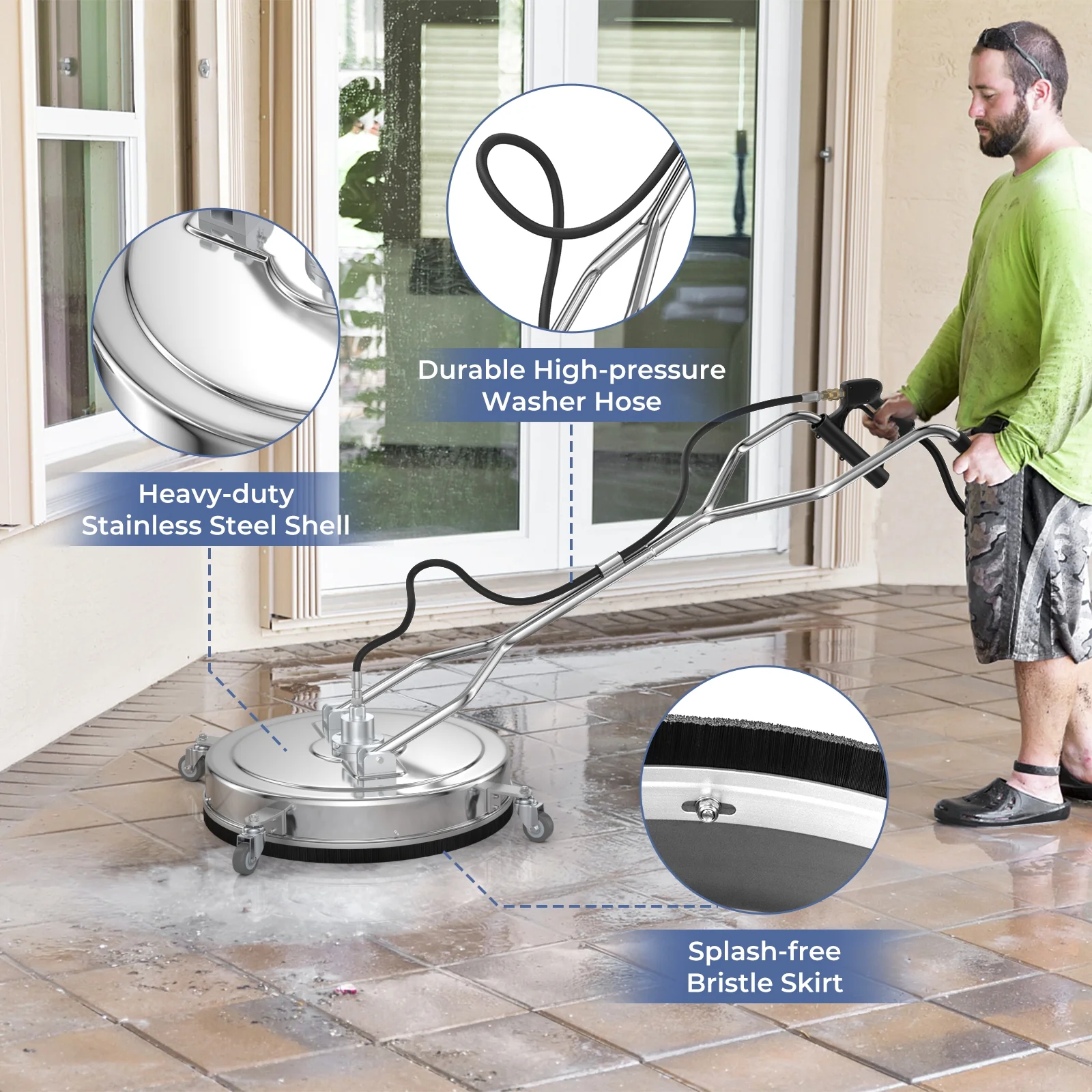 Pressure Washer Surface Cleaner Attachment, Silver - Image 7