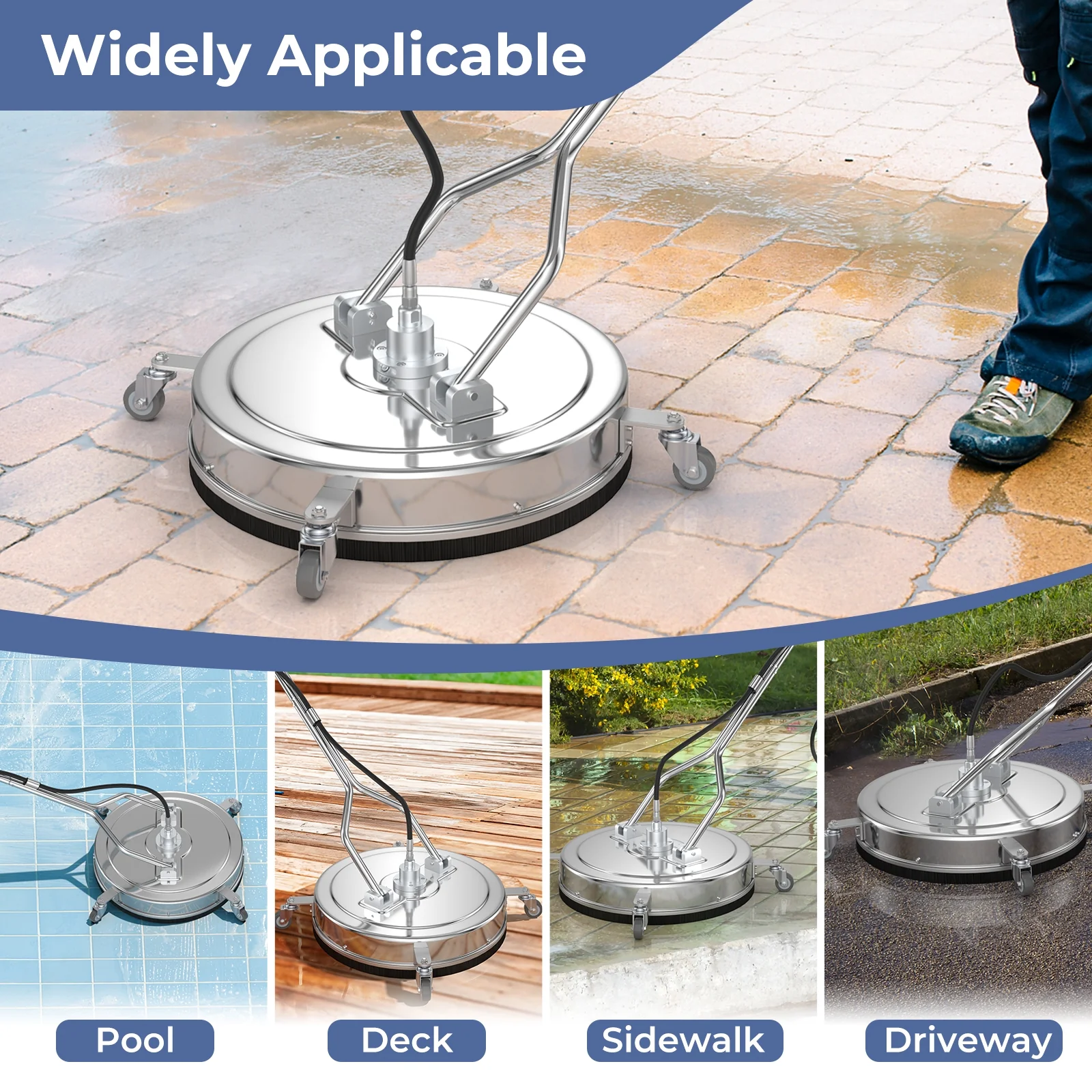 Pressure Washer Surface Cleaner Attachment, Silver - Image 8