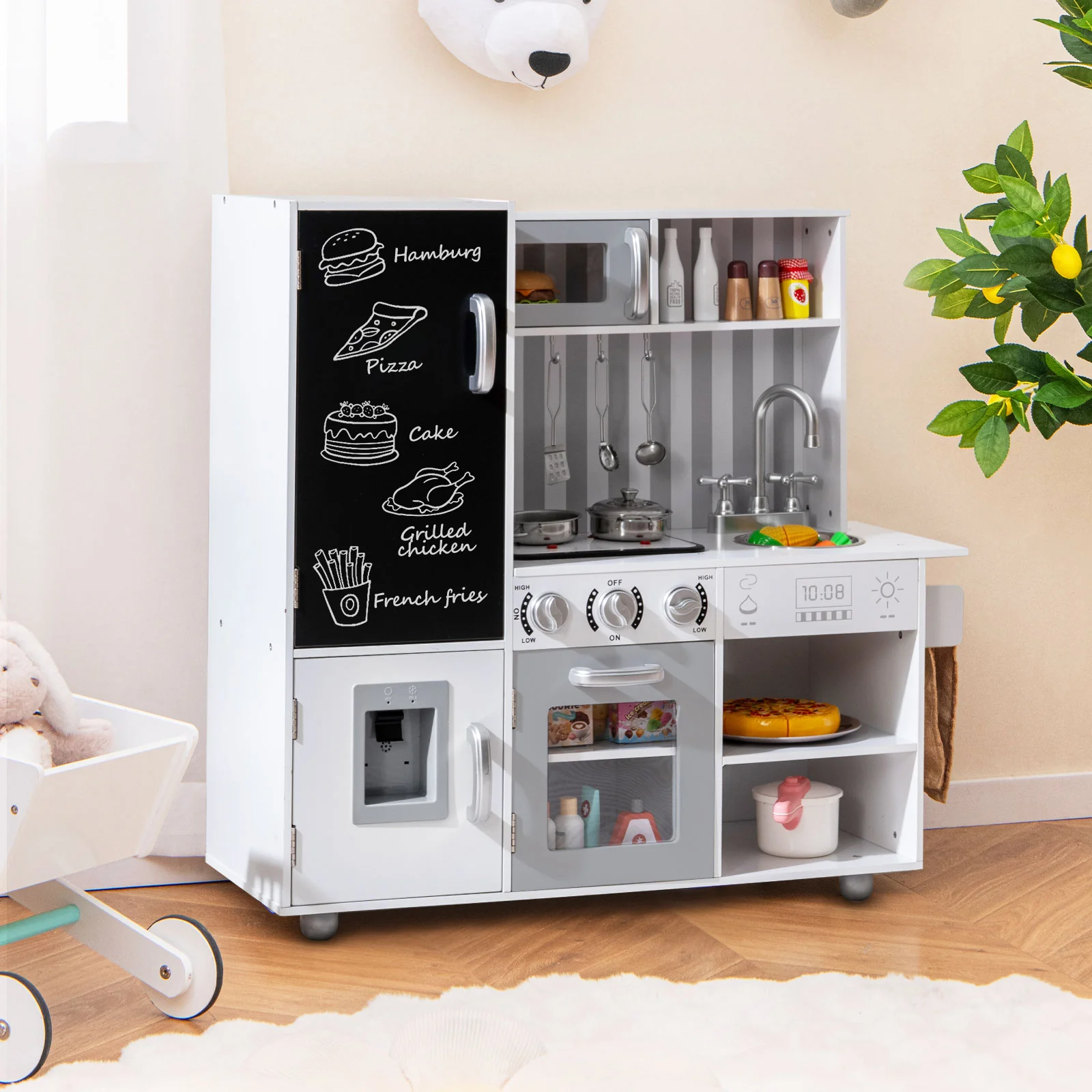 Pretend Play Kitchen For Kids, Silver - Image 3