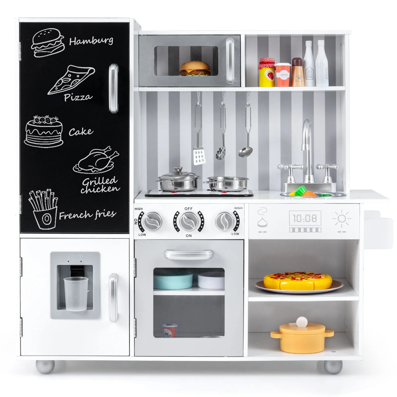 Pretend Play Kitchen For Kids, Silver - Image 4