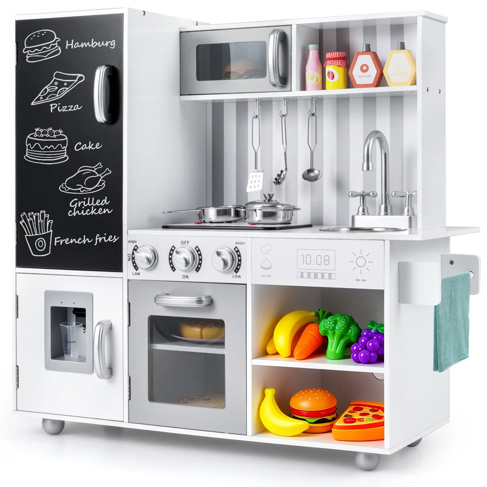 Pretend Play Kitchen For Kids, Silver - Image 5