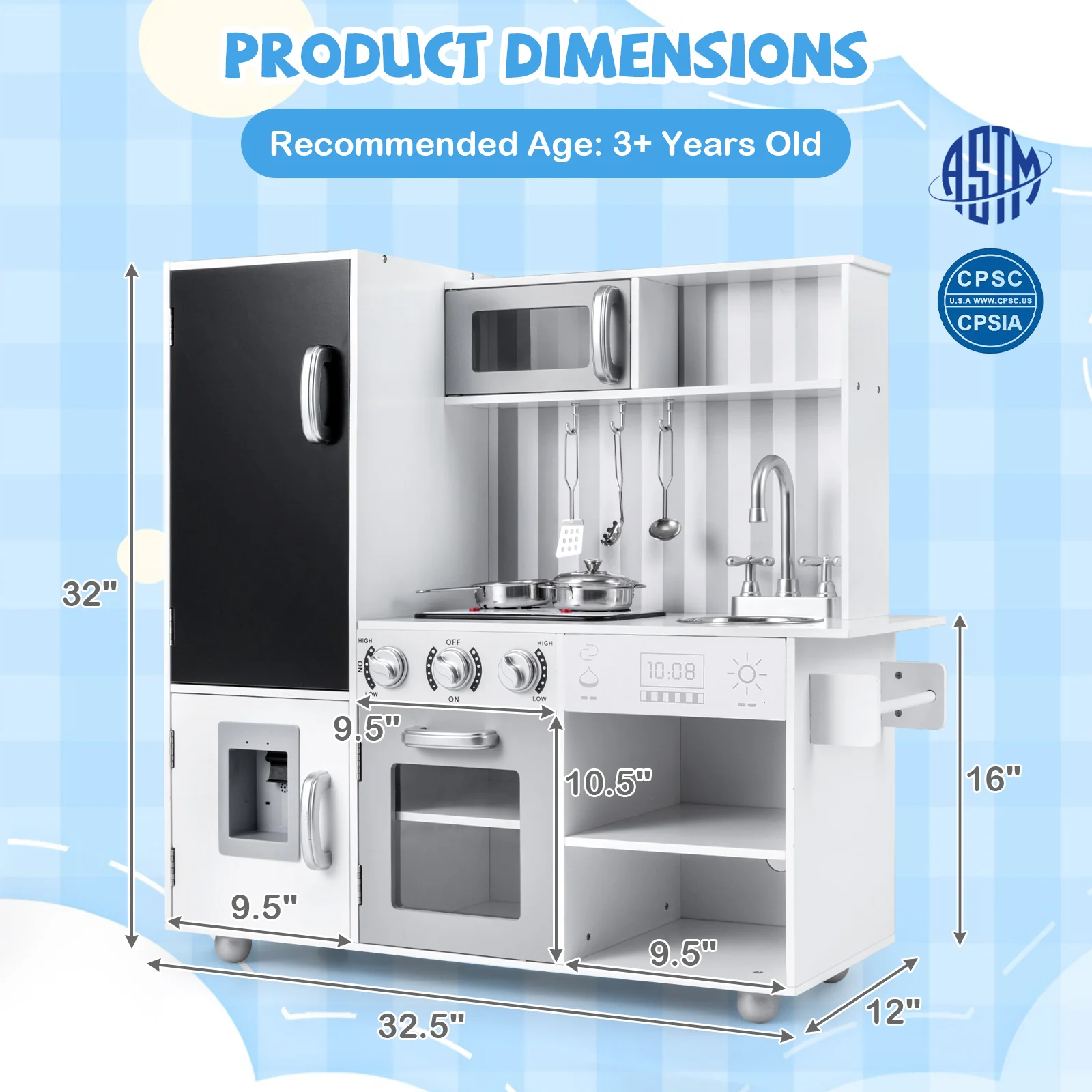 Pretend Play Kitchen For Kids, Silver - Image 6