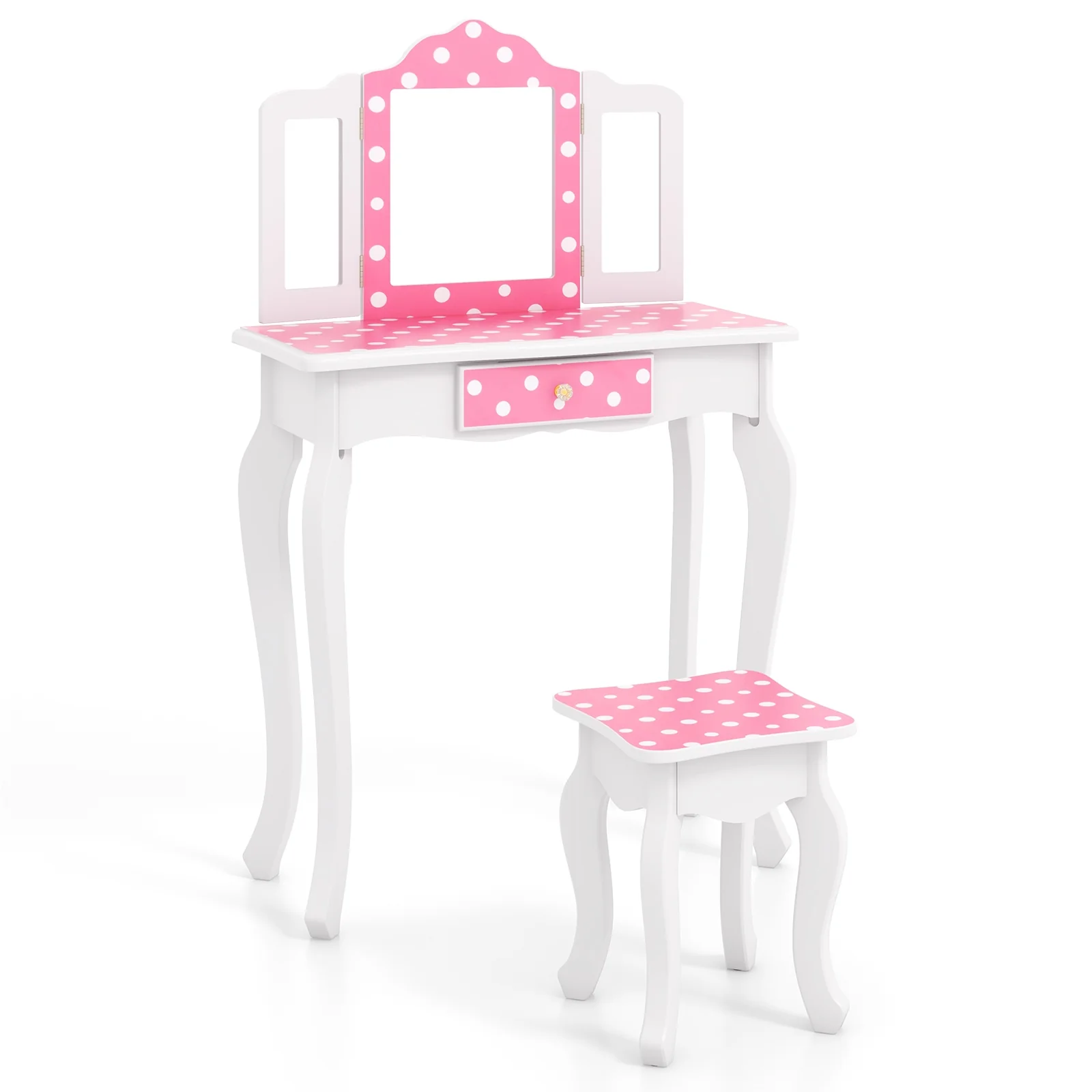 Princess Pretend Play Makeup Dressing Table, Polka Dot, Pink - Image 5