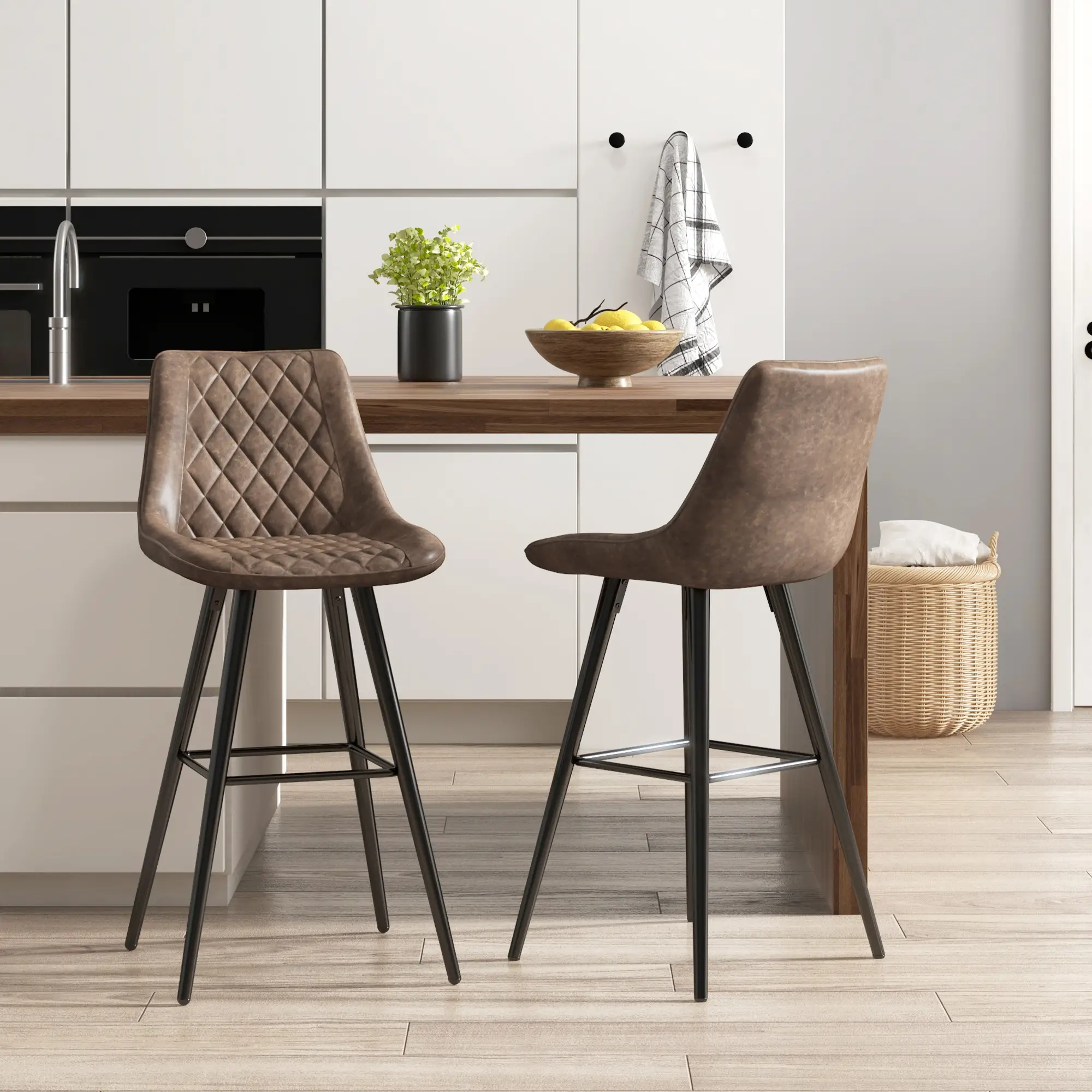 PU Leather Bar Stools Set of 2, 27.75" Counter Height, Blue - Image 10