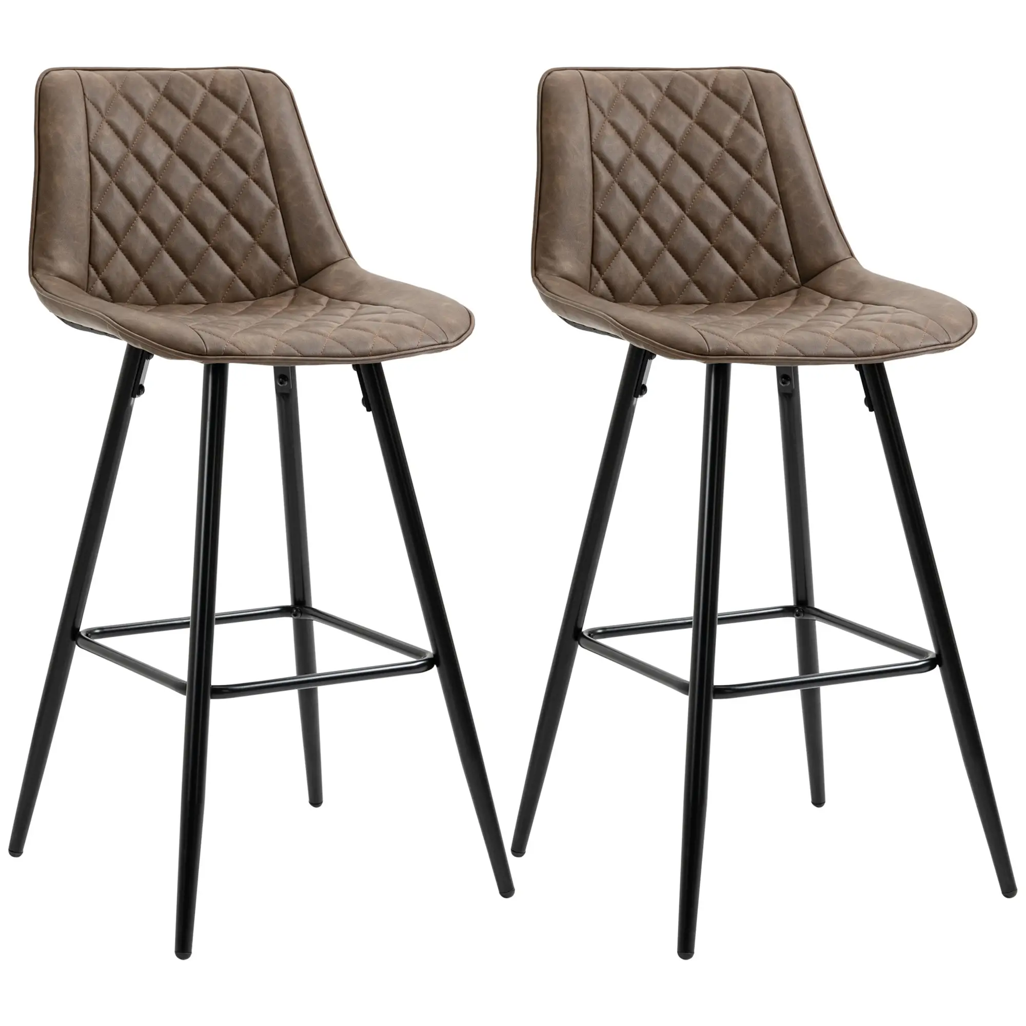 PU Leather Bar Stools Set of 2, 27.75" Counter Height, Blue - Image 11