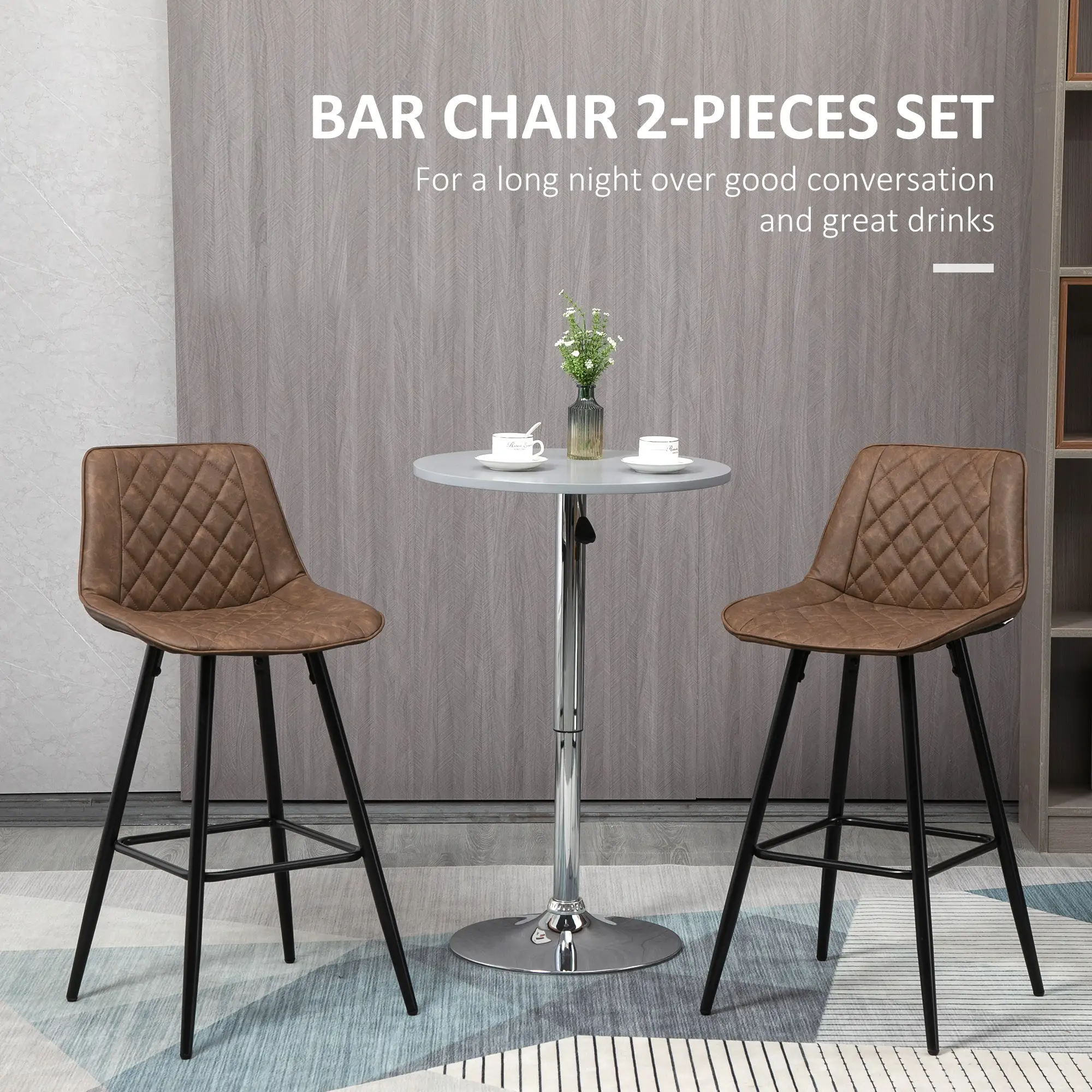PU Leather Bar Stools Set of 2, 27.75" Counter Height, Blue - Image 4