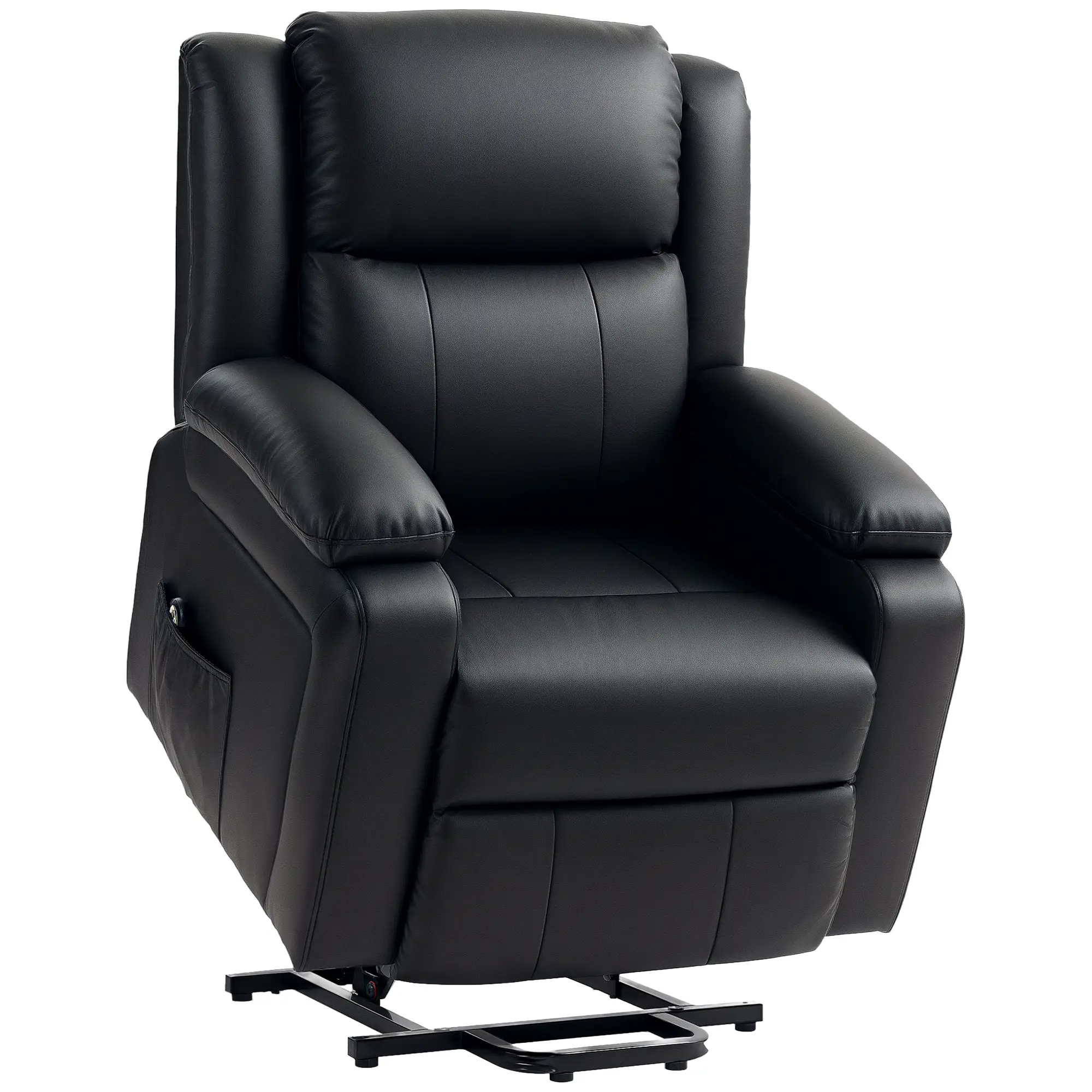 PU Leather Electric Recliner Chair, Remote, Side Pockets, Black - Image 11